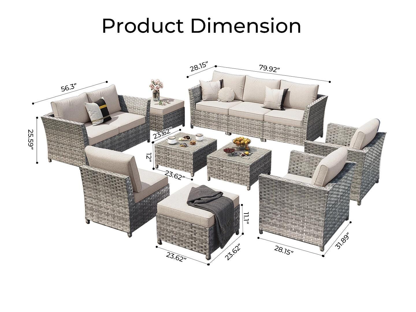 HOMLUX Outdoor Conversation Set, Tan, large