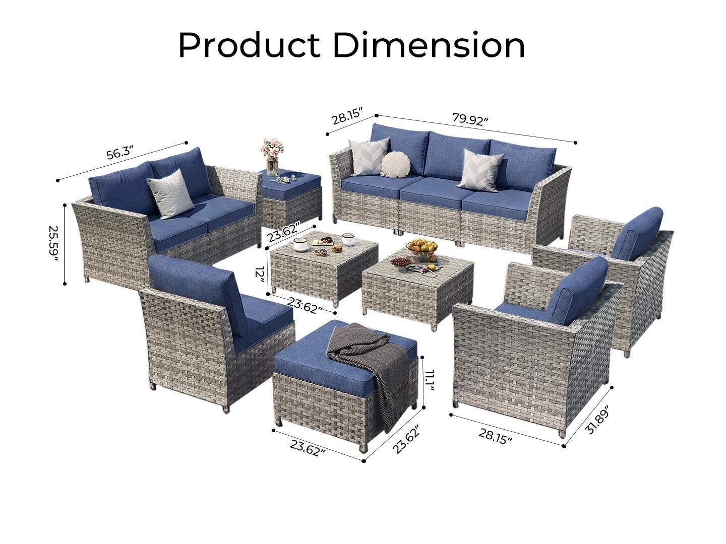 HOMLUX Outdoor Conversation Set, Denim Blue, large