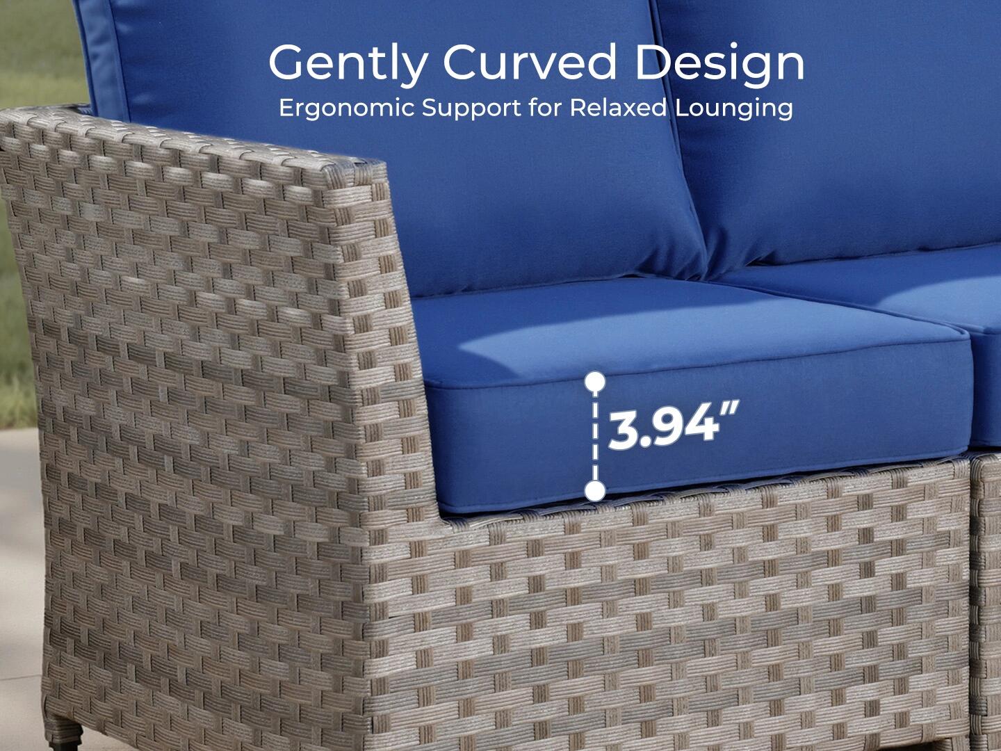 HOMLUX 6-Piece Modular Outdoor Sectional Set, Navy Blue, large