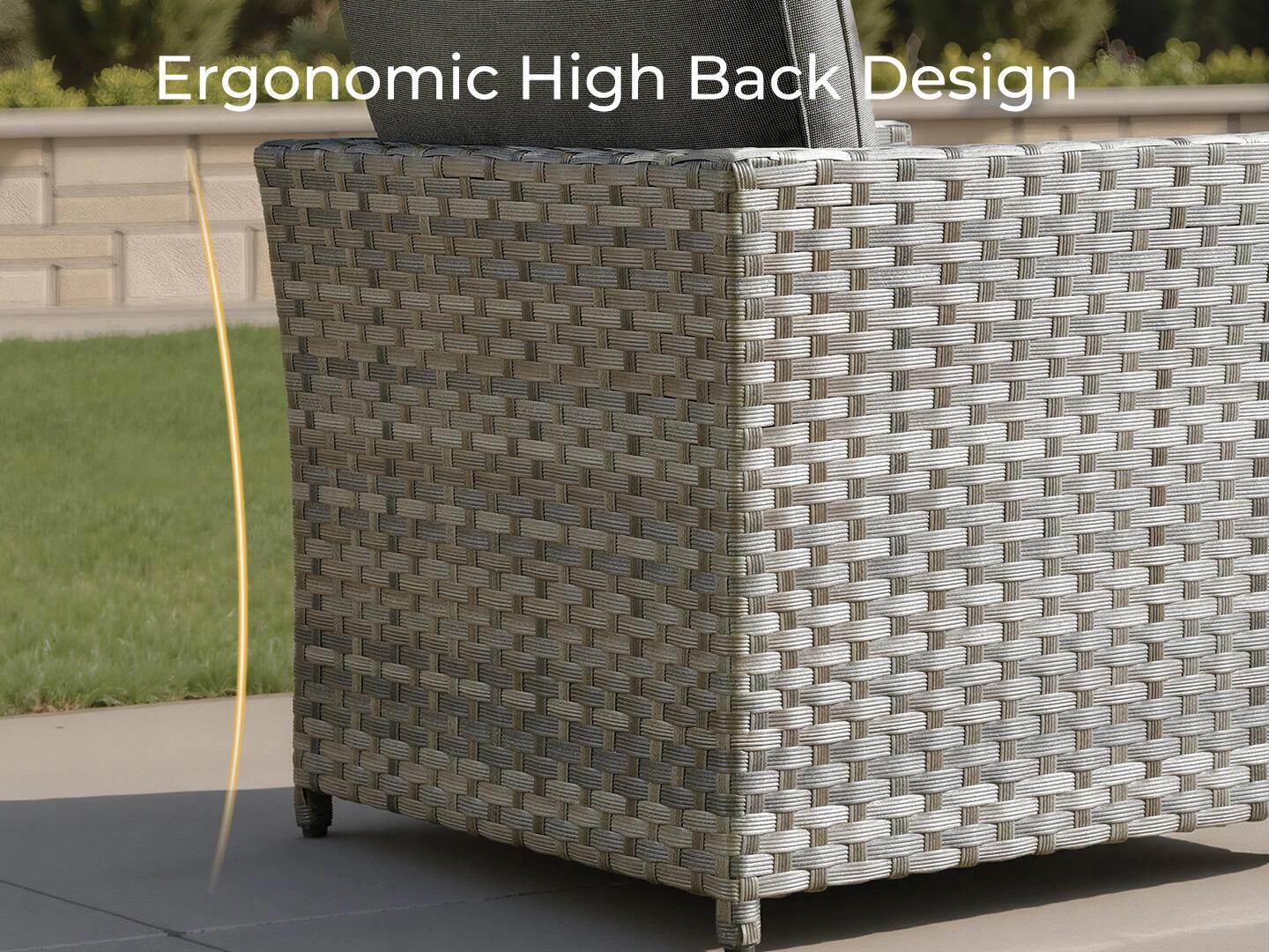 HOMLUX 6-Piece Modular Outdoor Sectional Set, Gray, large