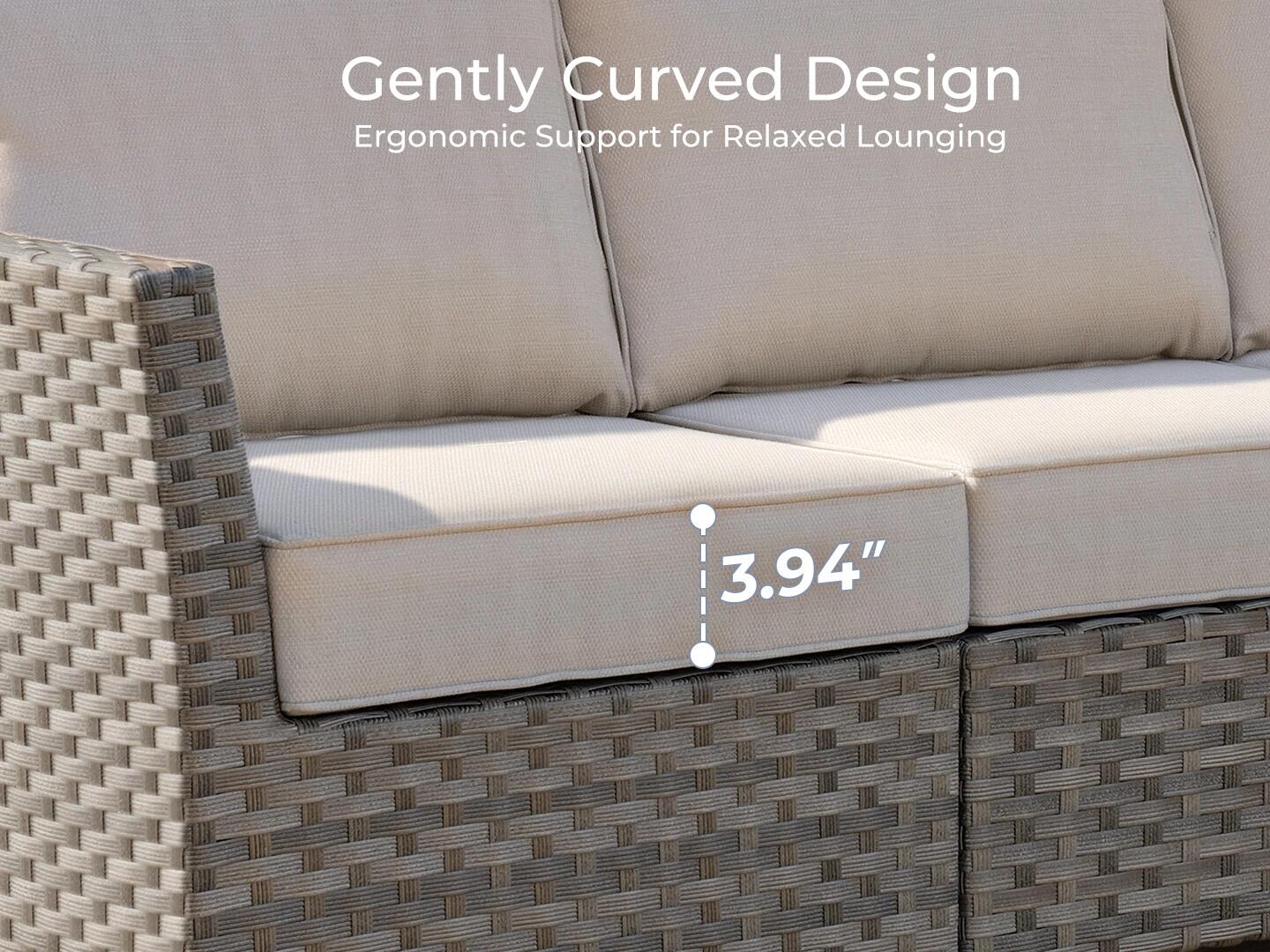 HOMLUX 6-Piece Modular Outdoor Sectional Set, Tan, large