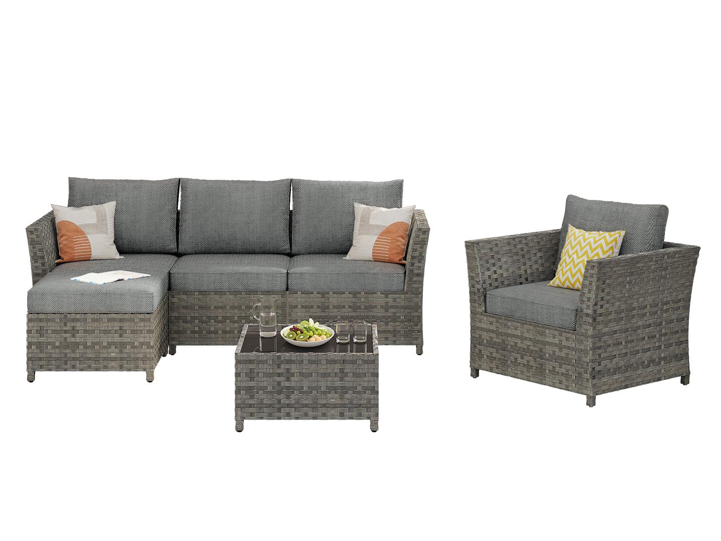 HOMLUX 6-Piece Modular Outdoor Sectional Set, Dark Gray, large
