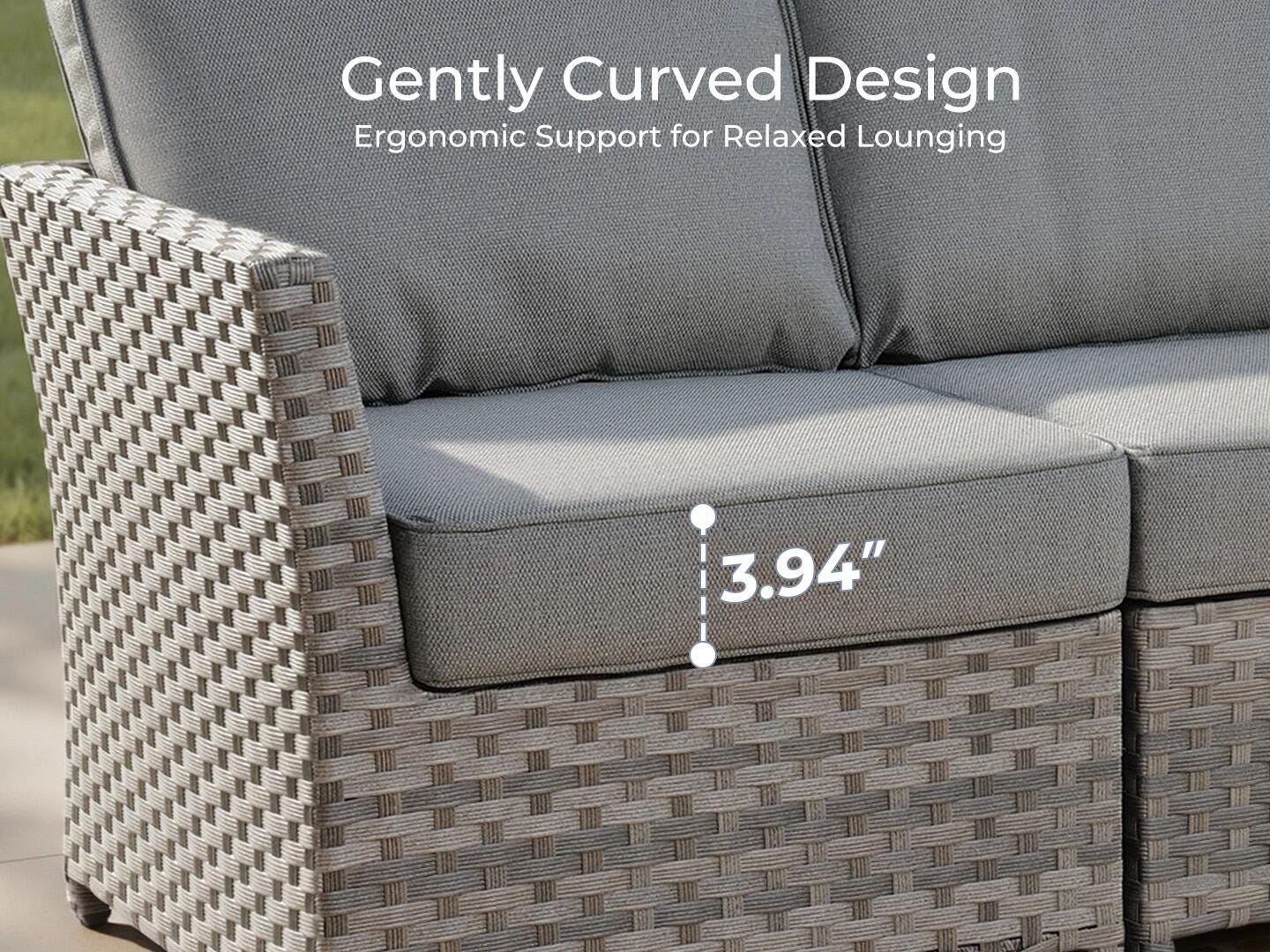 HOMLUX 6-Piece Modular Outdoor Sectional Set, Dark Gray, large