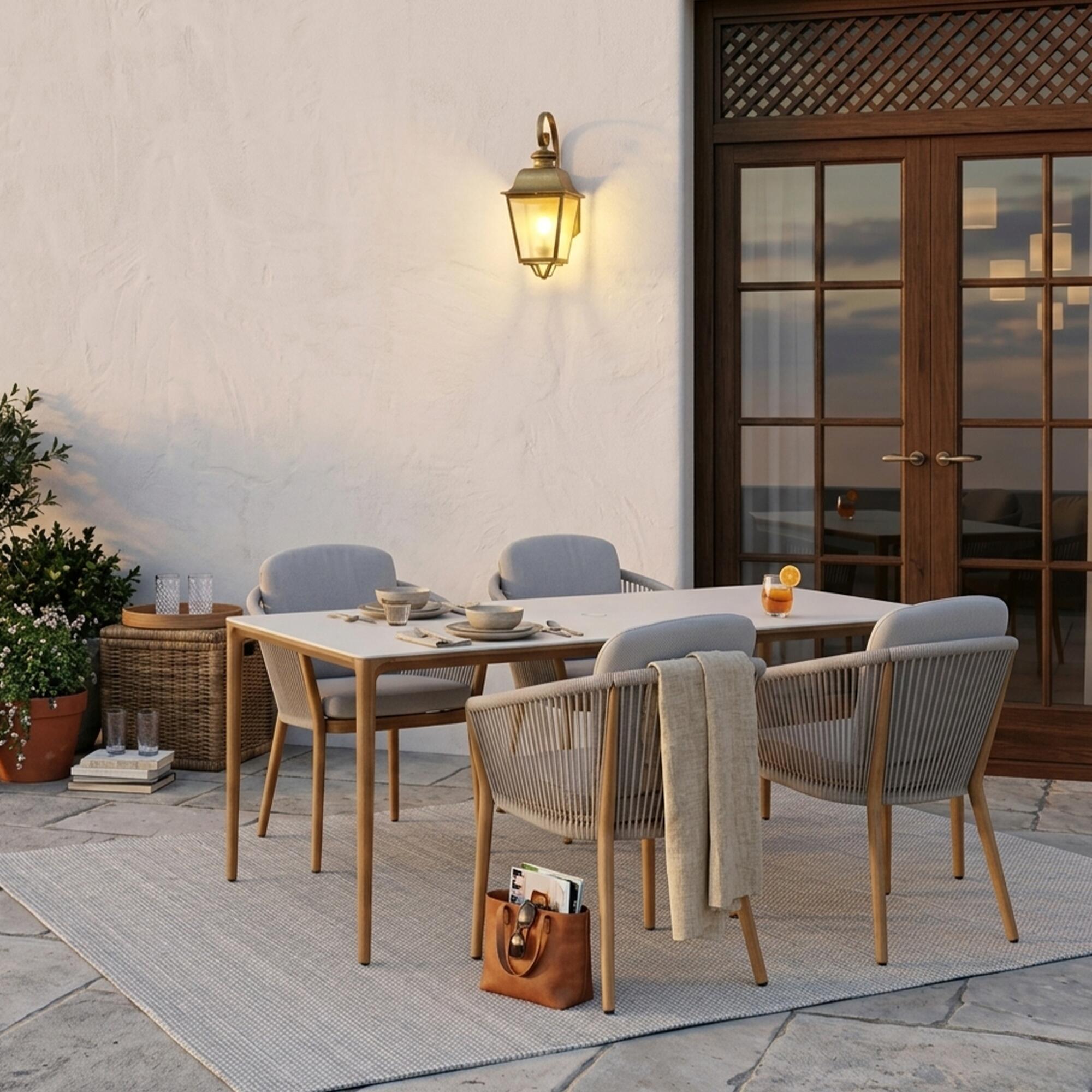 A-Eco Living Turin Outdoor Dining Table and 4 Chairs, , large
