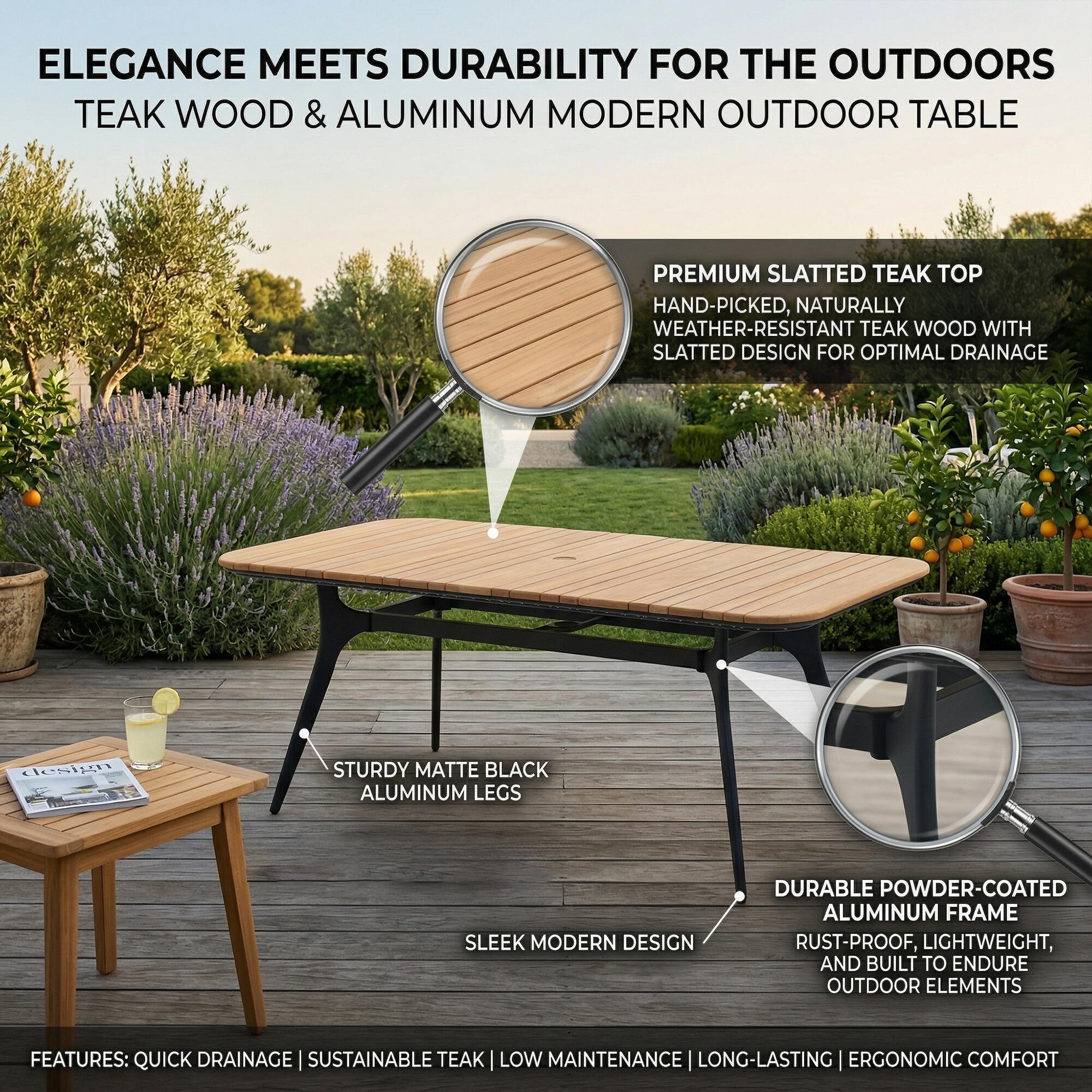 A-Eco Living Modena Outdoor Dining Table and 4 Chairs, , large