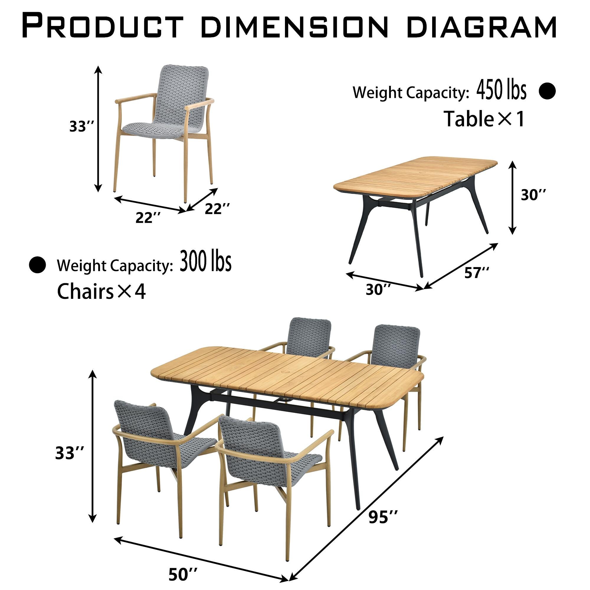 A-Eco Living Modena Outdoor Dining Table and 4 Chairs, , large