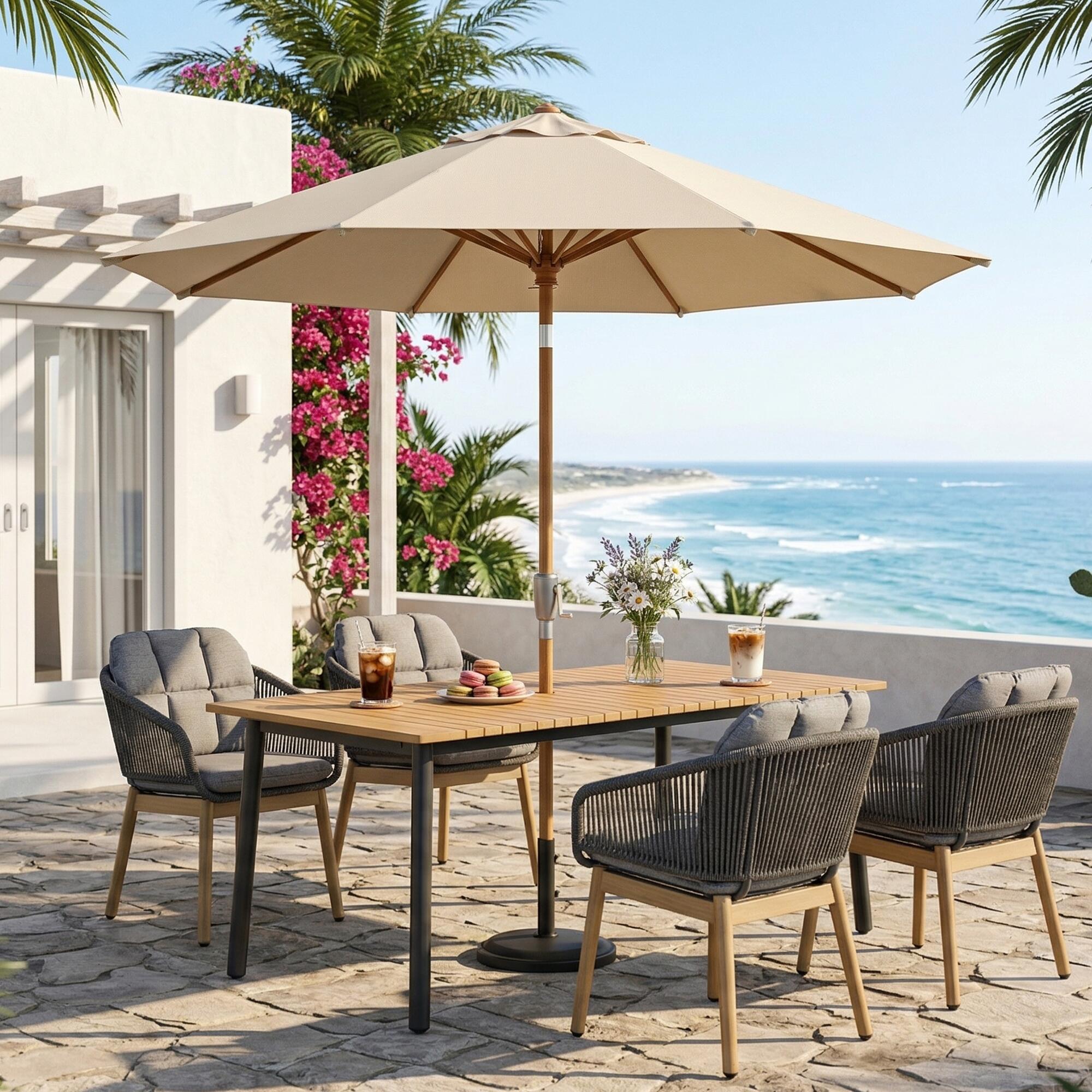 A-Eco Living Akka Outdoor Dining Table and 4 Chairs, , large