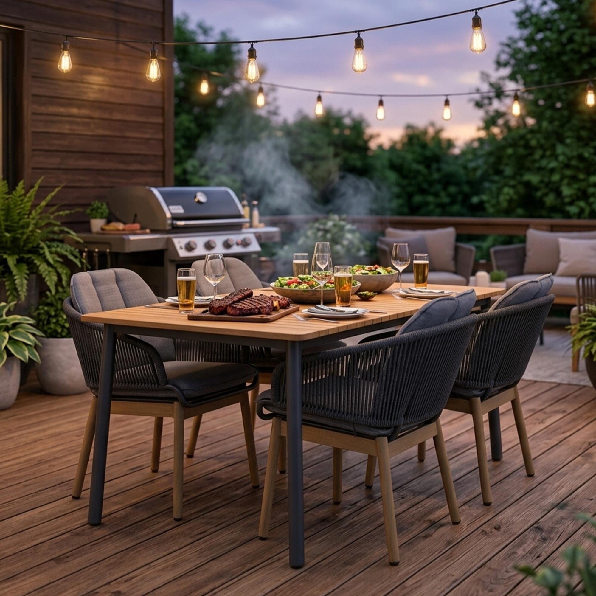A-Eco Living Akka Outdoor Dining Table and 4 Chairs, , large