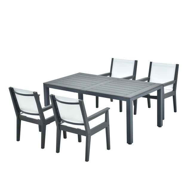 A-Eco Living Nantucket Outdoor Dining Table and 4 Chairs, Gray