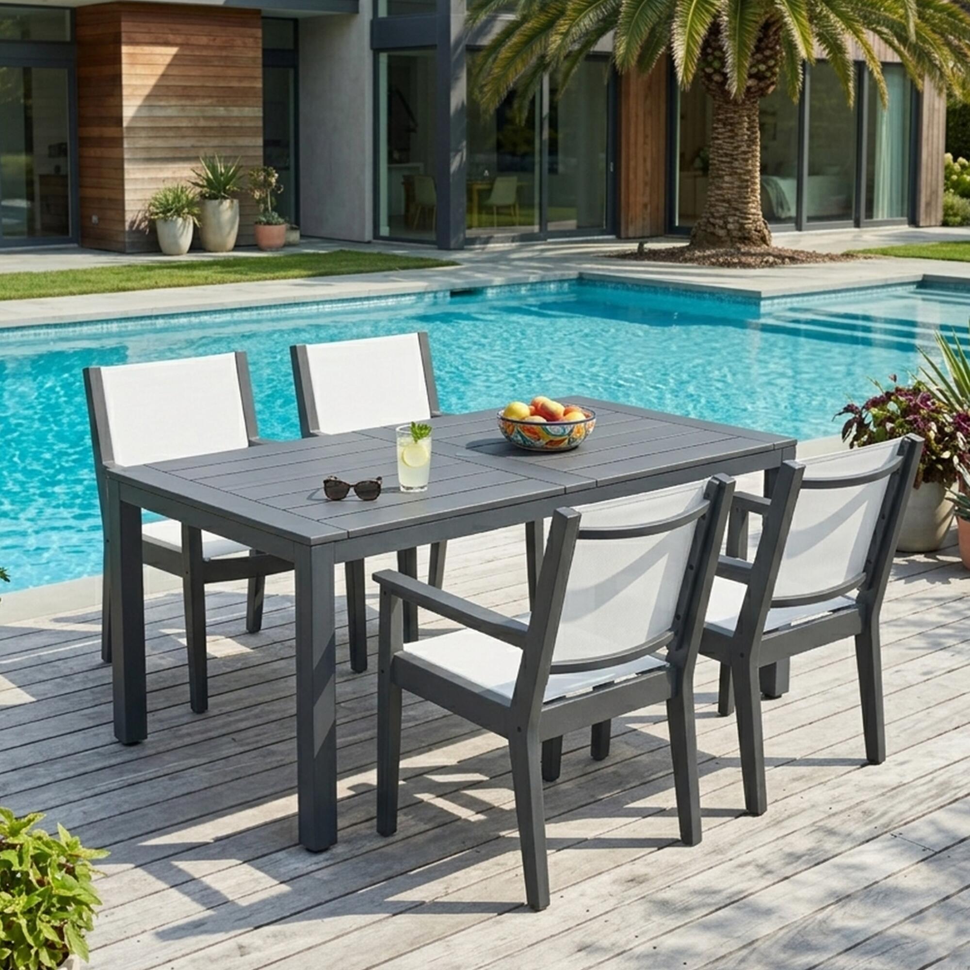 A-Eco Living Nantucket Outdoor Dining Table and 4 Chairs, , large
