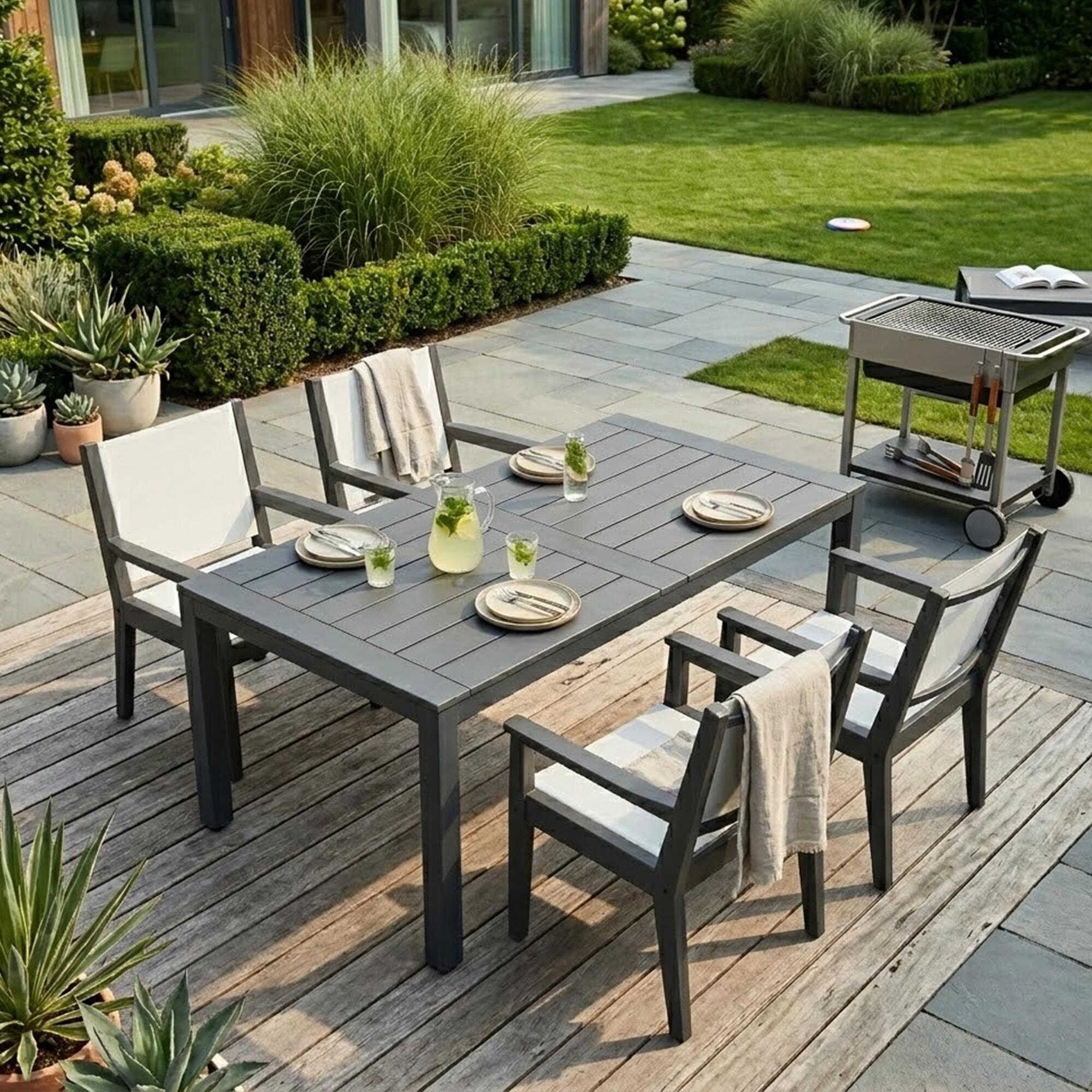A-Eco Living Nantucket Outdoor Dining Table and 4 Chairs, , large