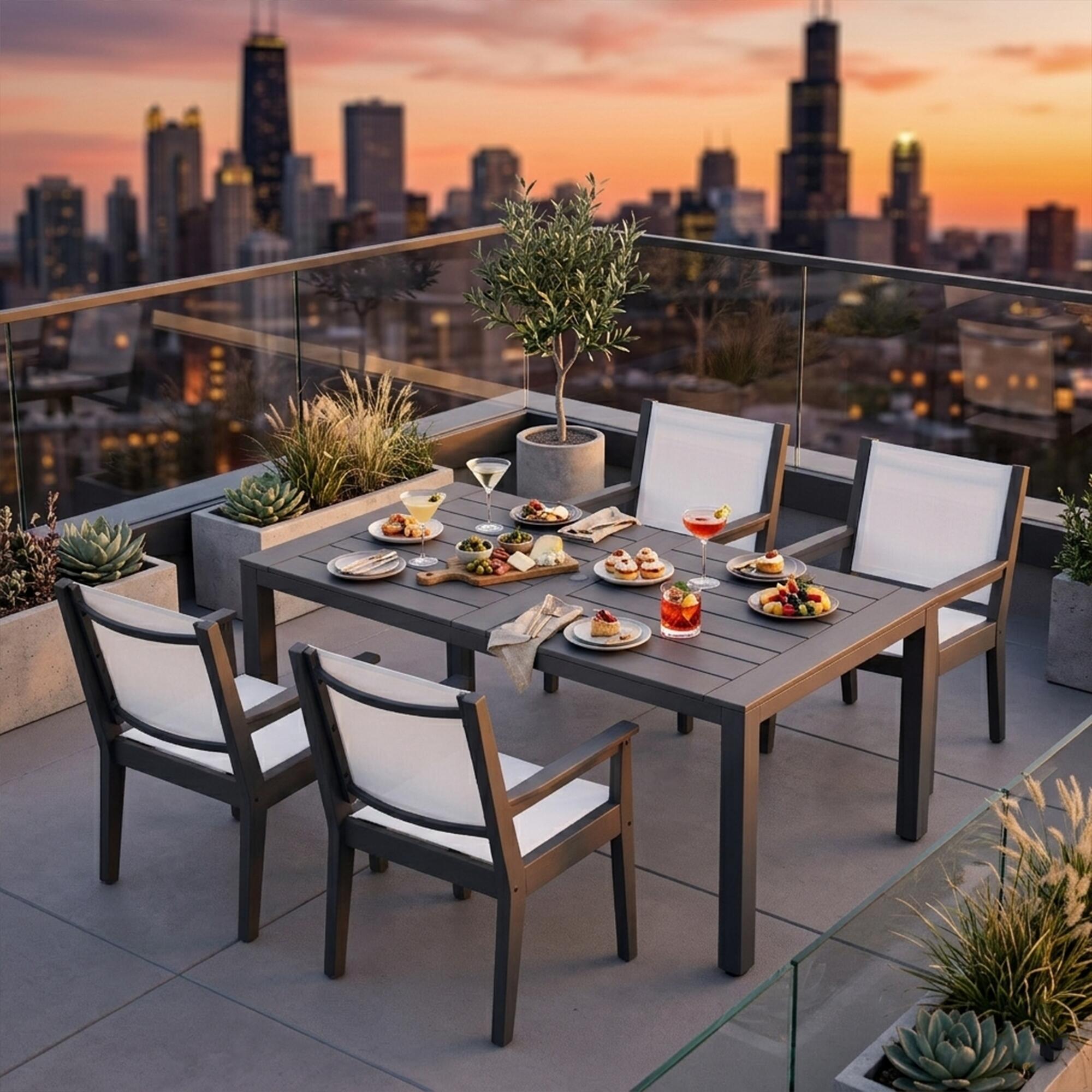 A-Eco Living Nantucket Outdoor Dining Table and 4 Chairs, , large