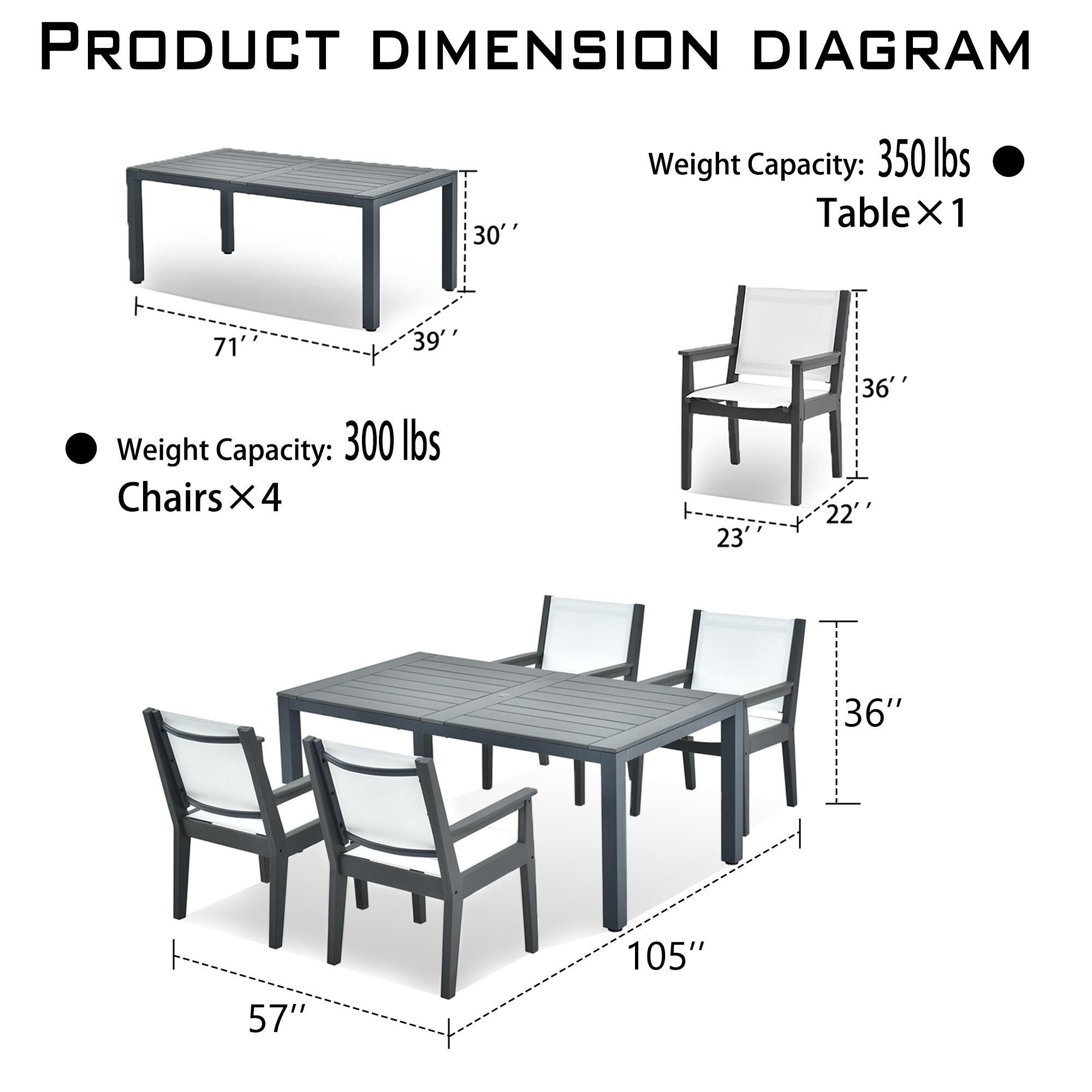 A-Eco Living Nantucket Outdoor Dining Table and 4 Chairs, , large
