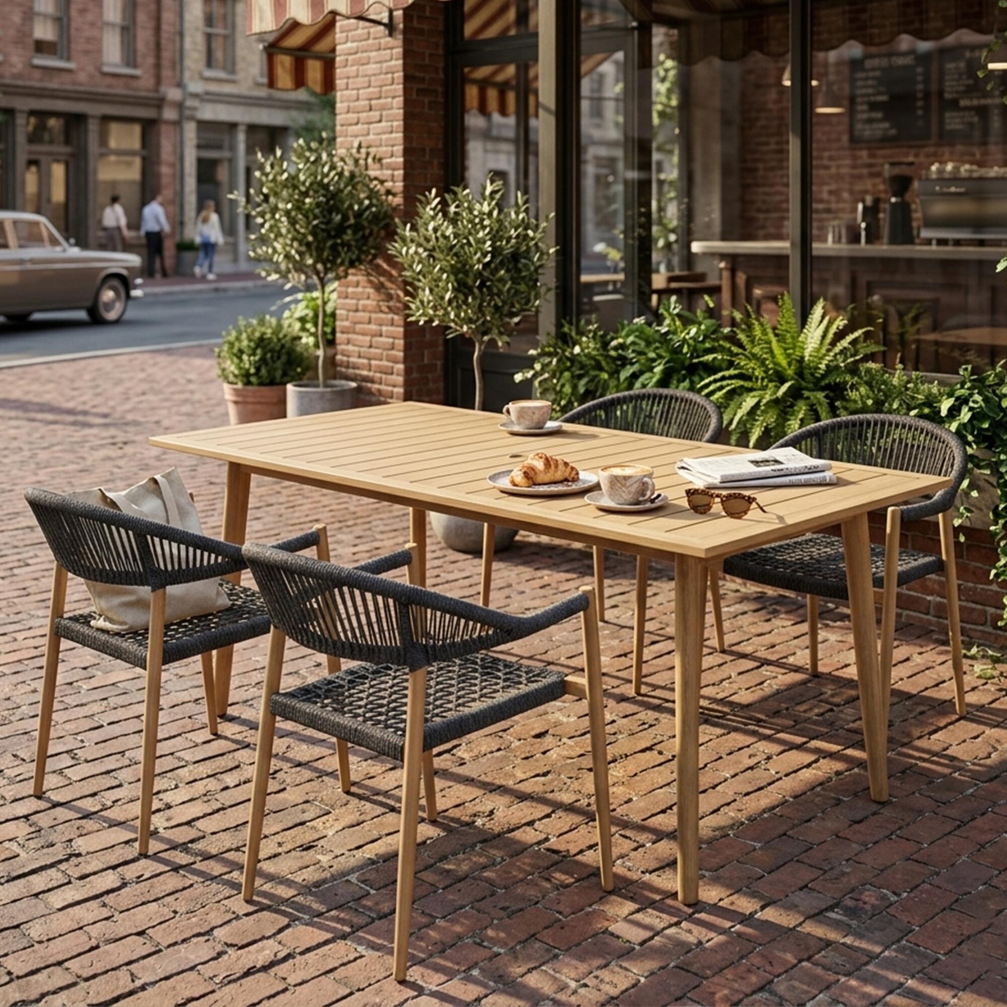 A-Eco Living Loto Outdoor Dining Table and 4 Chairs, , large