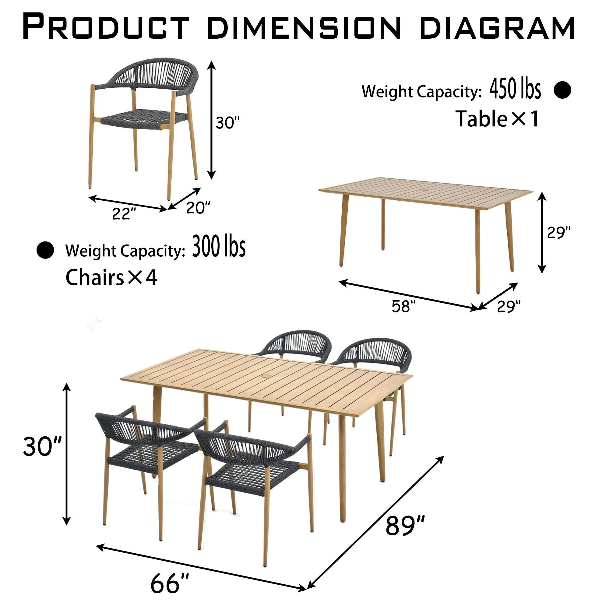 A-Eco Living Loto Outdoor Dining Table and 4 Chairs, , large