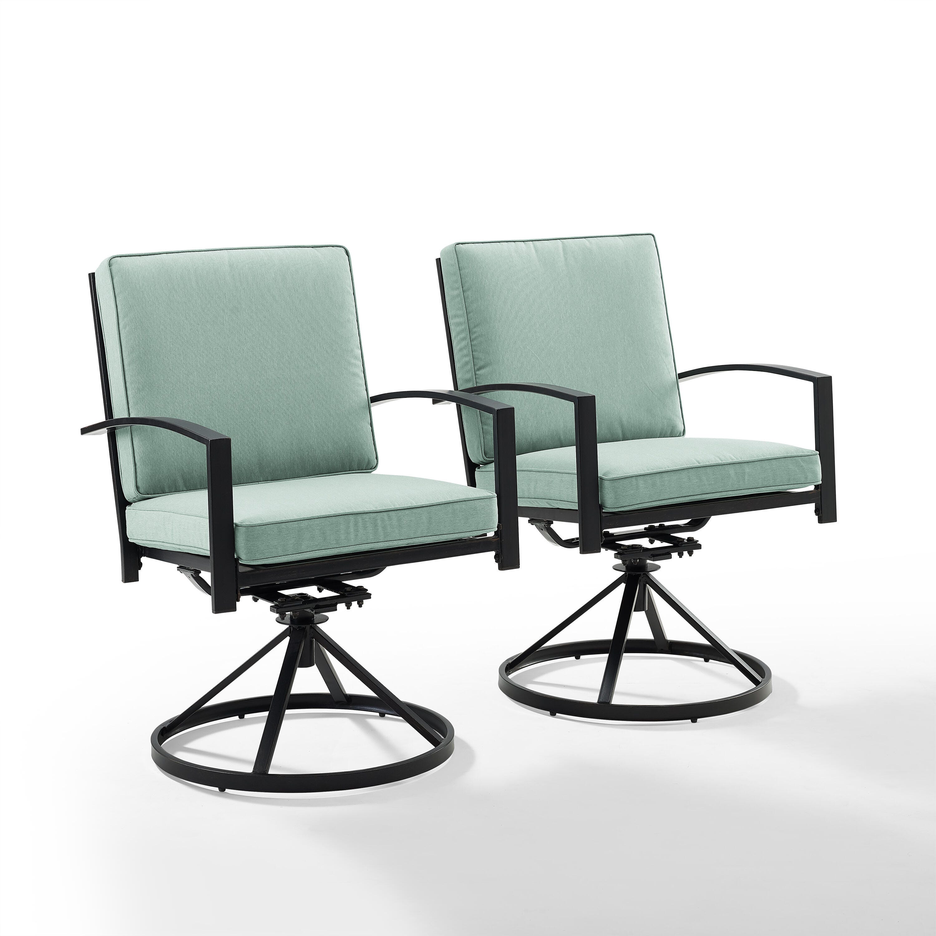 Crosley Furniture Kaplan Outdoor Swivel Dining Chair (Set of 2), Mist, large