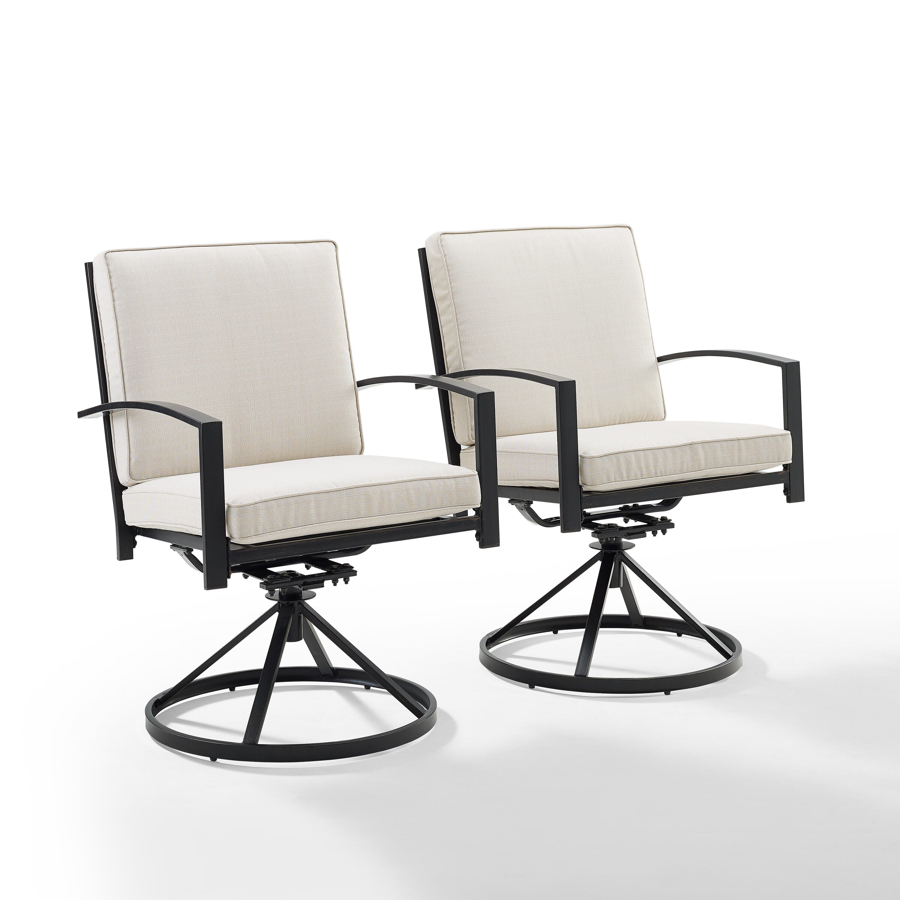 Crosley Furniture Kaplan Outdoor Swivel Dining Chair (Set of 2), Oatmeal, large