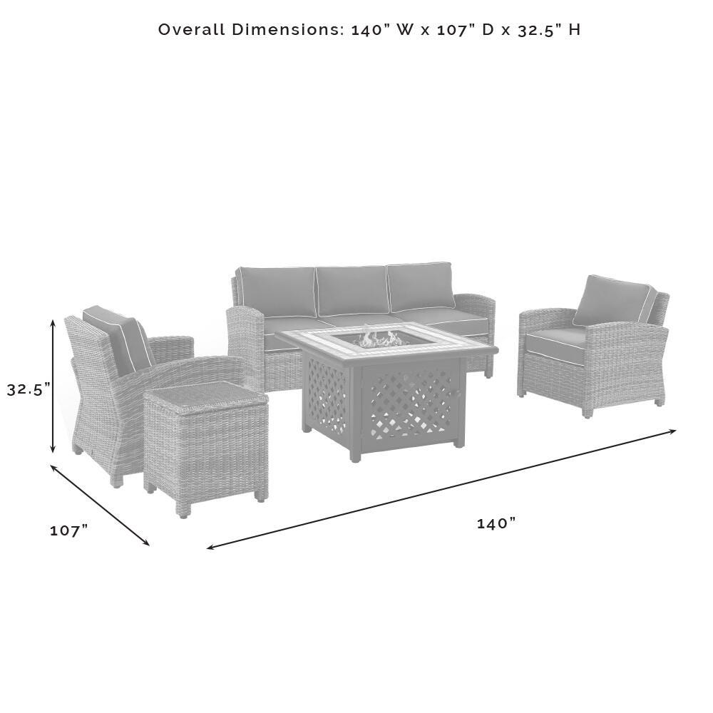 Bradenton 5Pc Outdoor Wicker Sofa Set W/Fire Table, , large