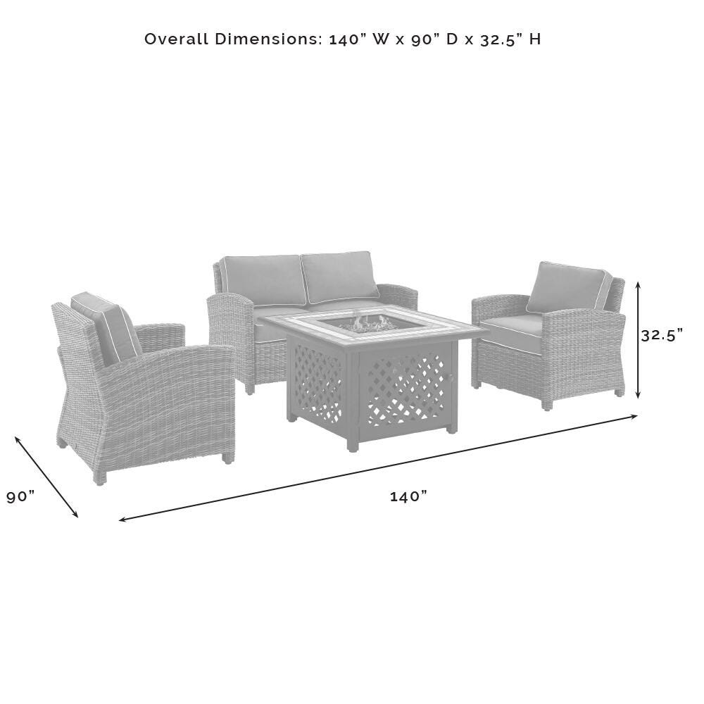 Bradenton 4Pc Outdoor Wicker Conversation Set W/Fire Table, , large