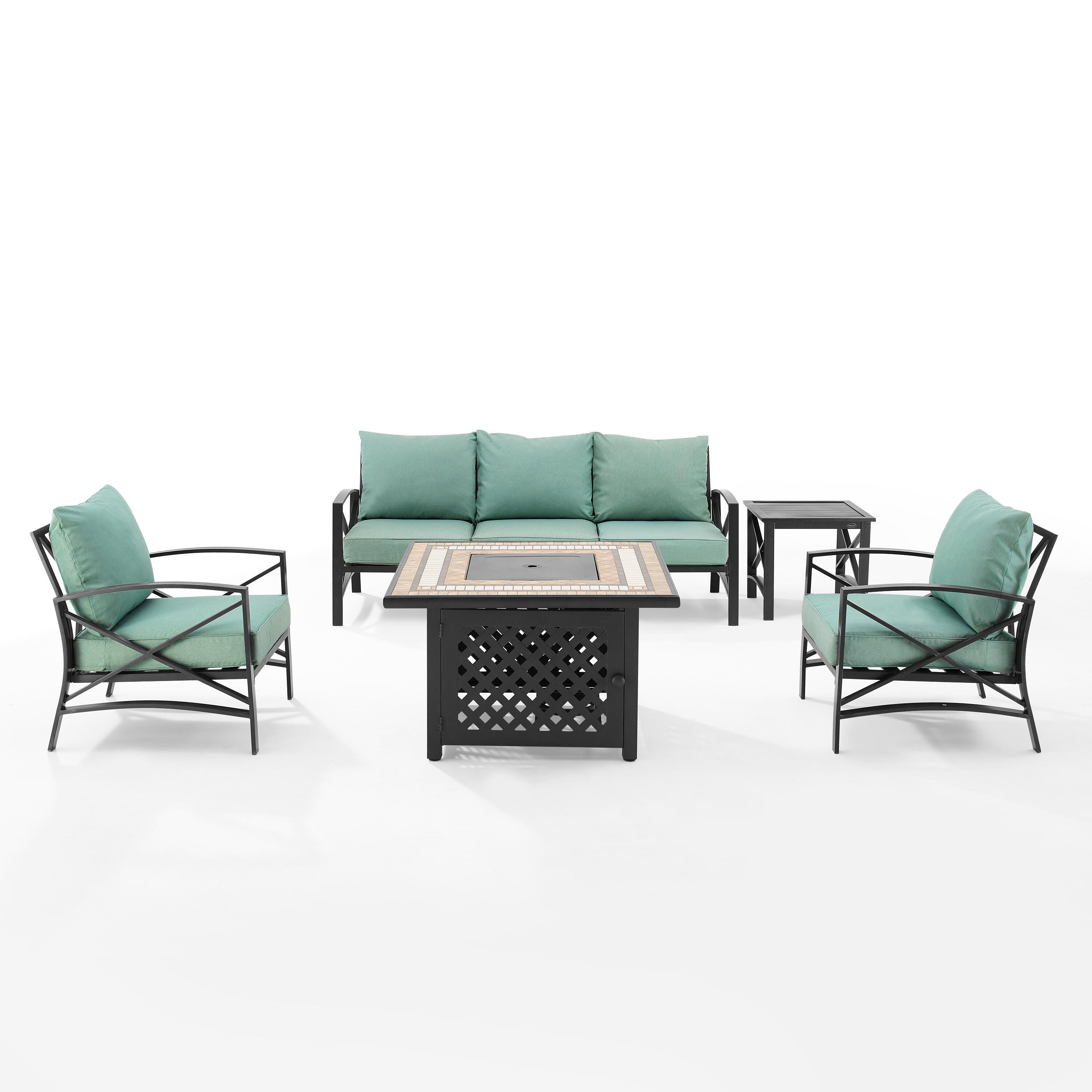 Kaplan 5Pc Outdoor Metal Sofa Set W/Fire Table, , large