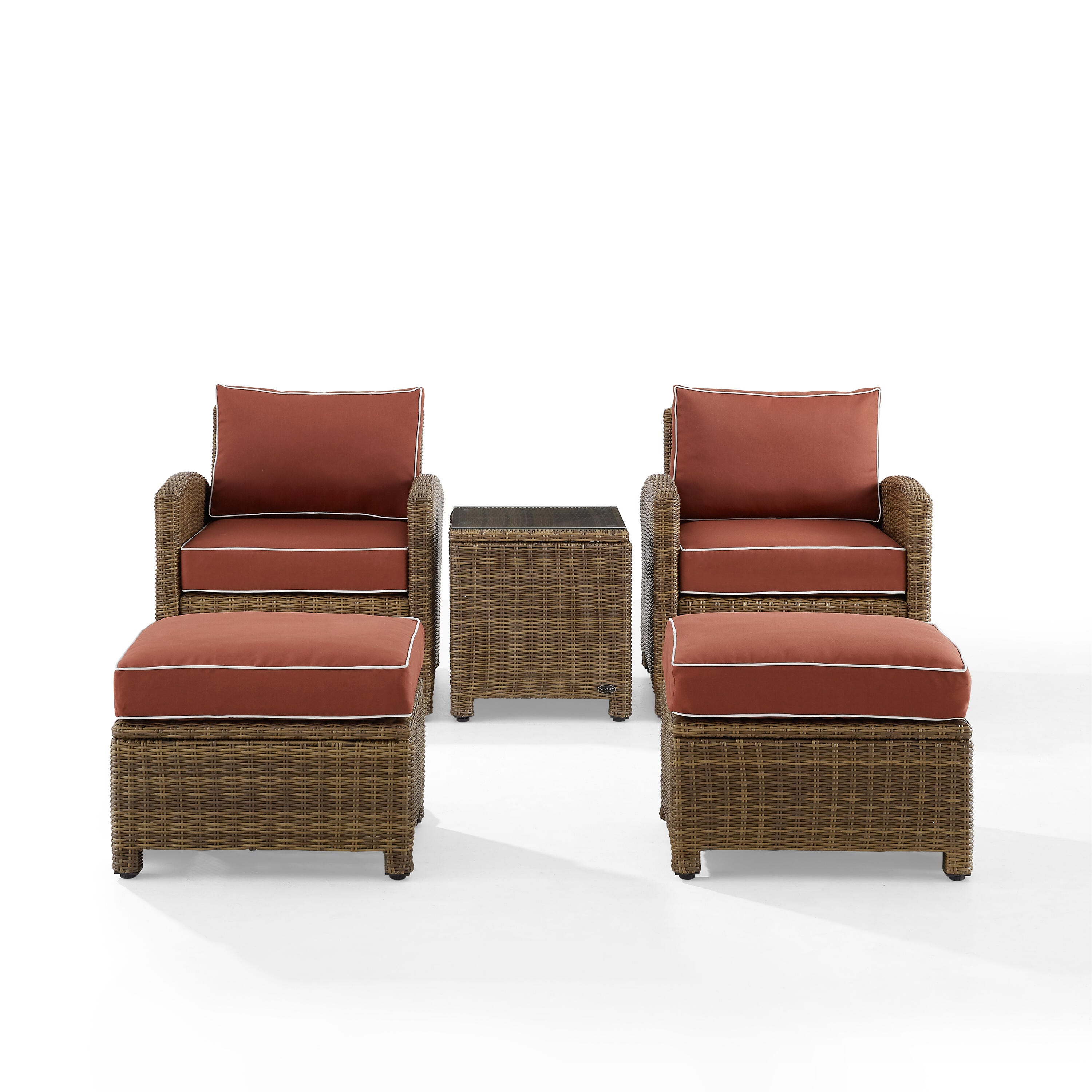 Bradenton 5Pc Outdoor Wicker Armchair Set, Sangria, large