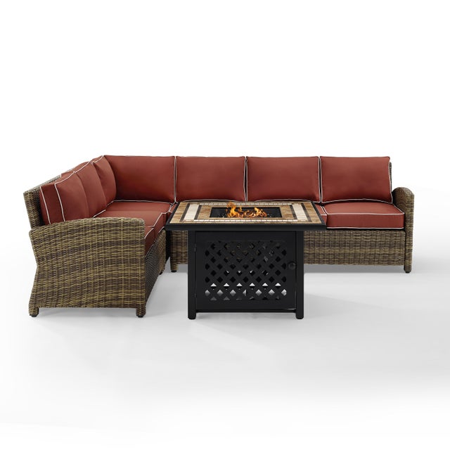 Bradenton 5 Piece Outdoor Sectional Set with Fire Table