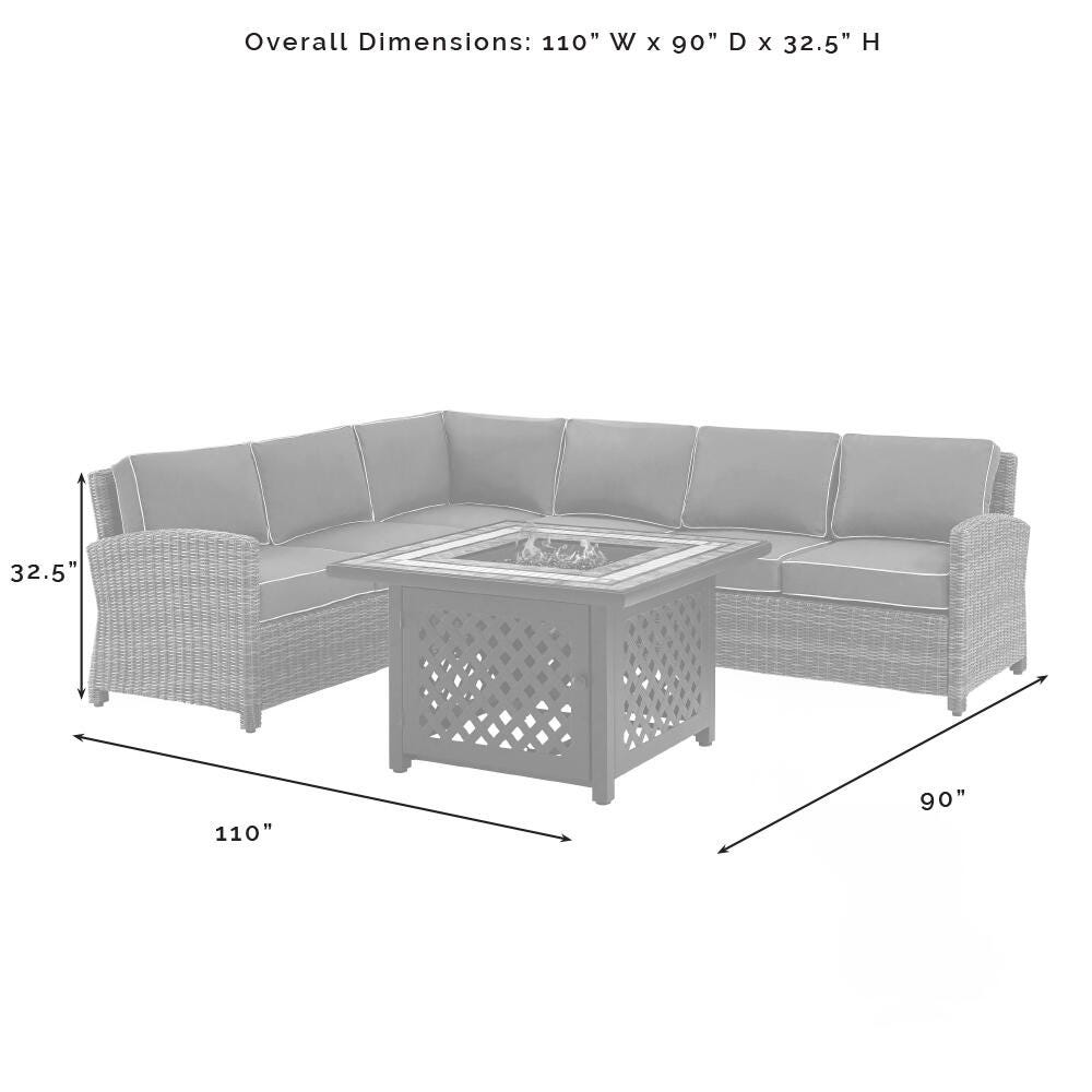 Bradenton 5Pc Outdoor Wicker Sectional Set W/Fire Table, , large