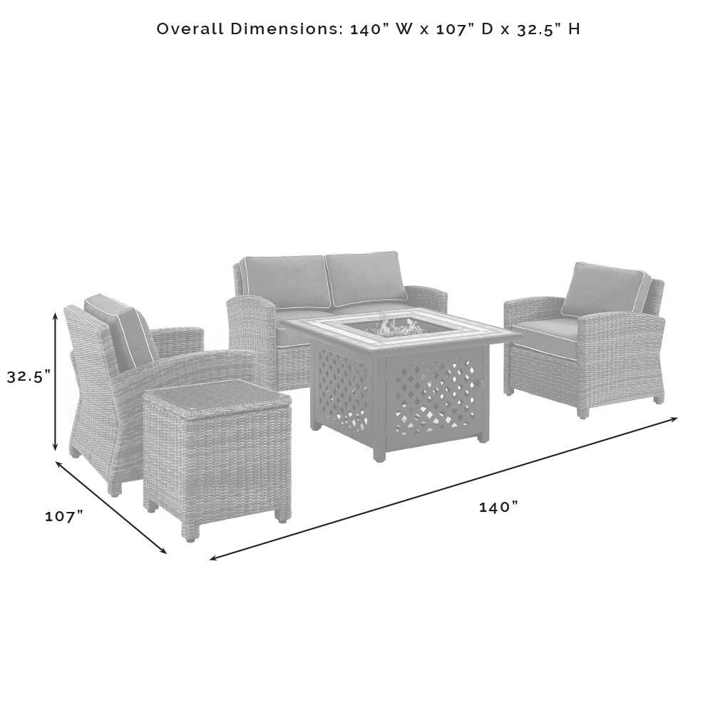 Bradenton 5Pc Outdoor Wicker Conversation Set W/Fire Table, , large