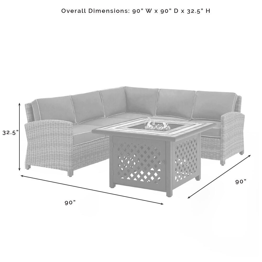 Bradenton 4Pc Outdoor Wicker Sectional Set W/Fire Table, , large