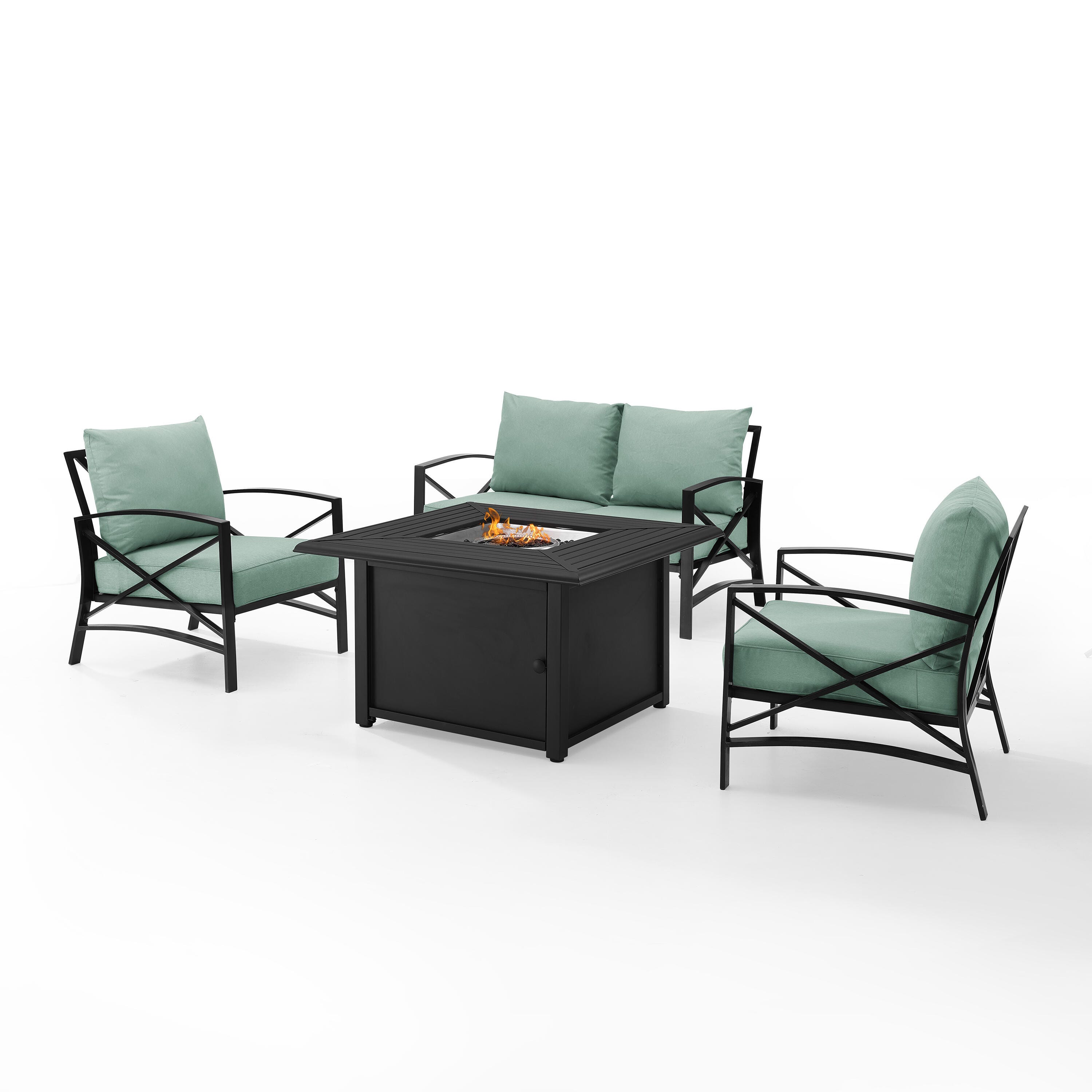 Kaplan 4Pc Outdoor Metal Conversation Set W/Fire Table, , grid