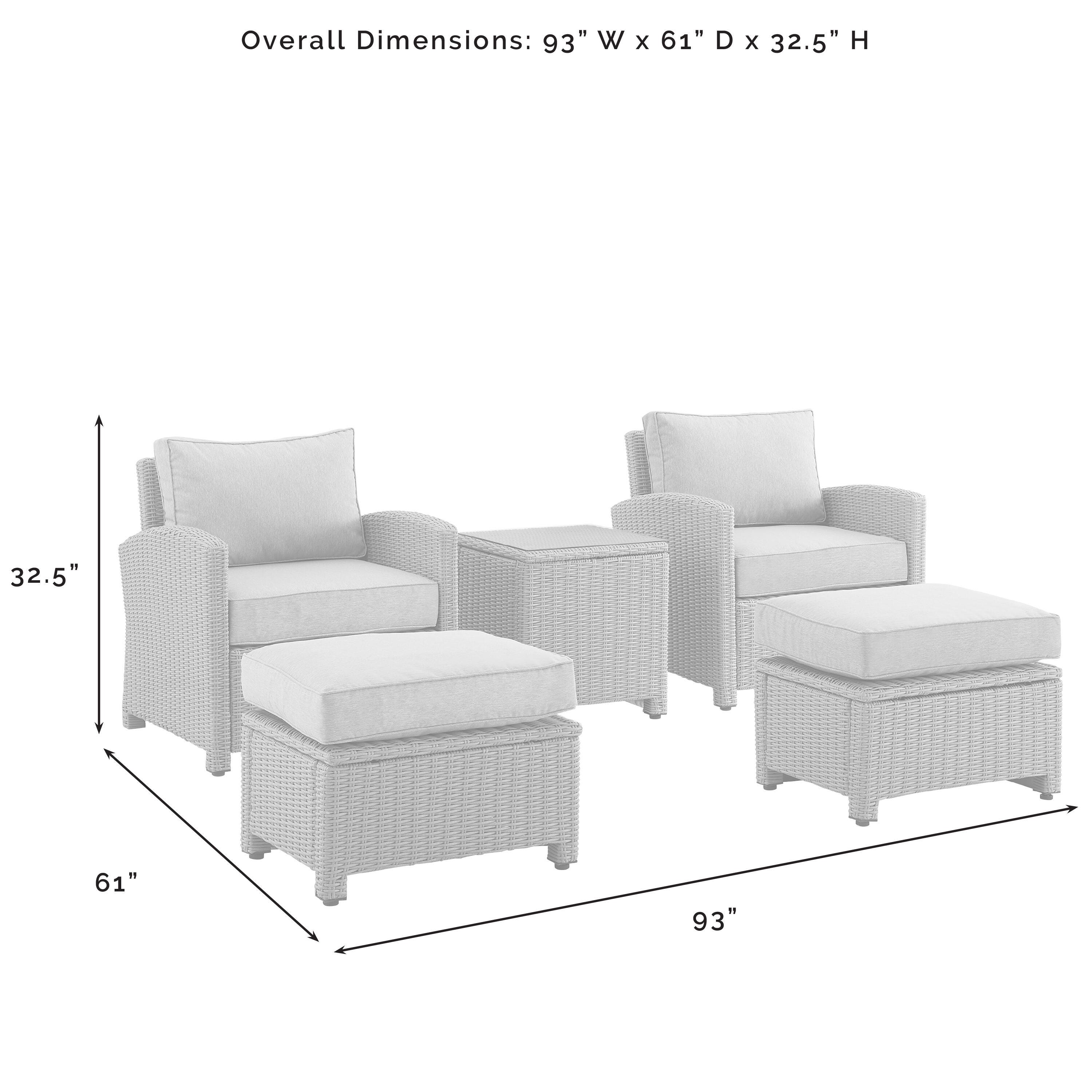 Bradenton 5Pc Outdoor Wicker Armchair Set, Gray/Brown, large