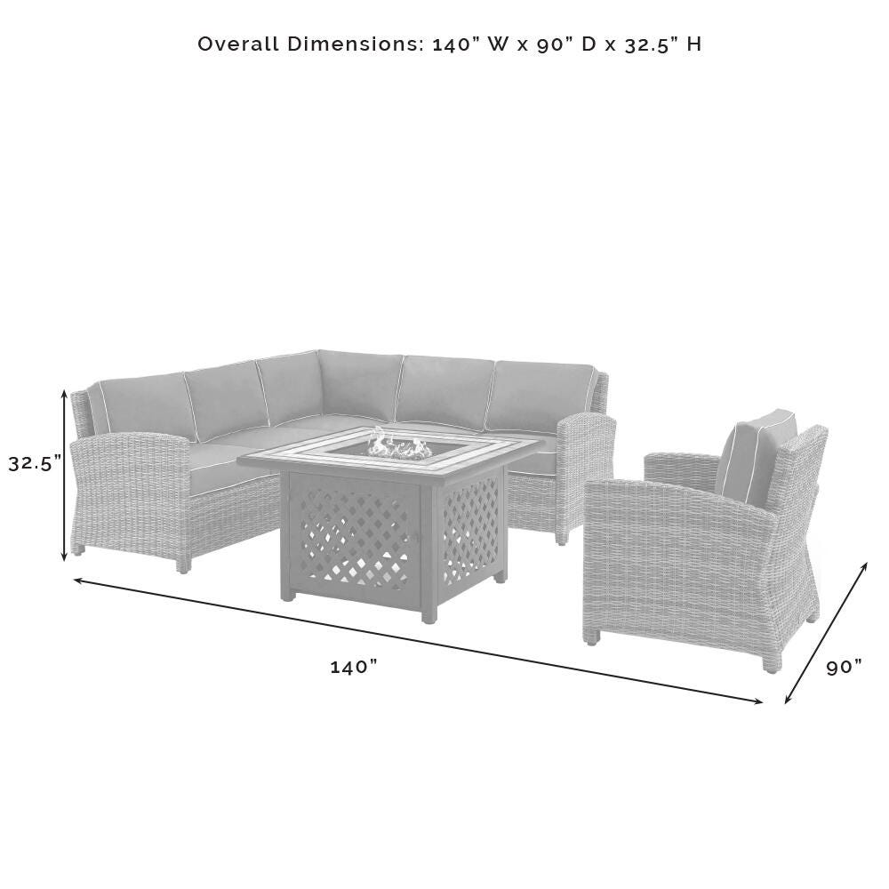 Bradenton 5Pc Outdoor Wicker Sectional Set W/Fire Table, , large
