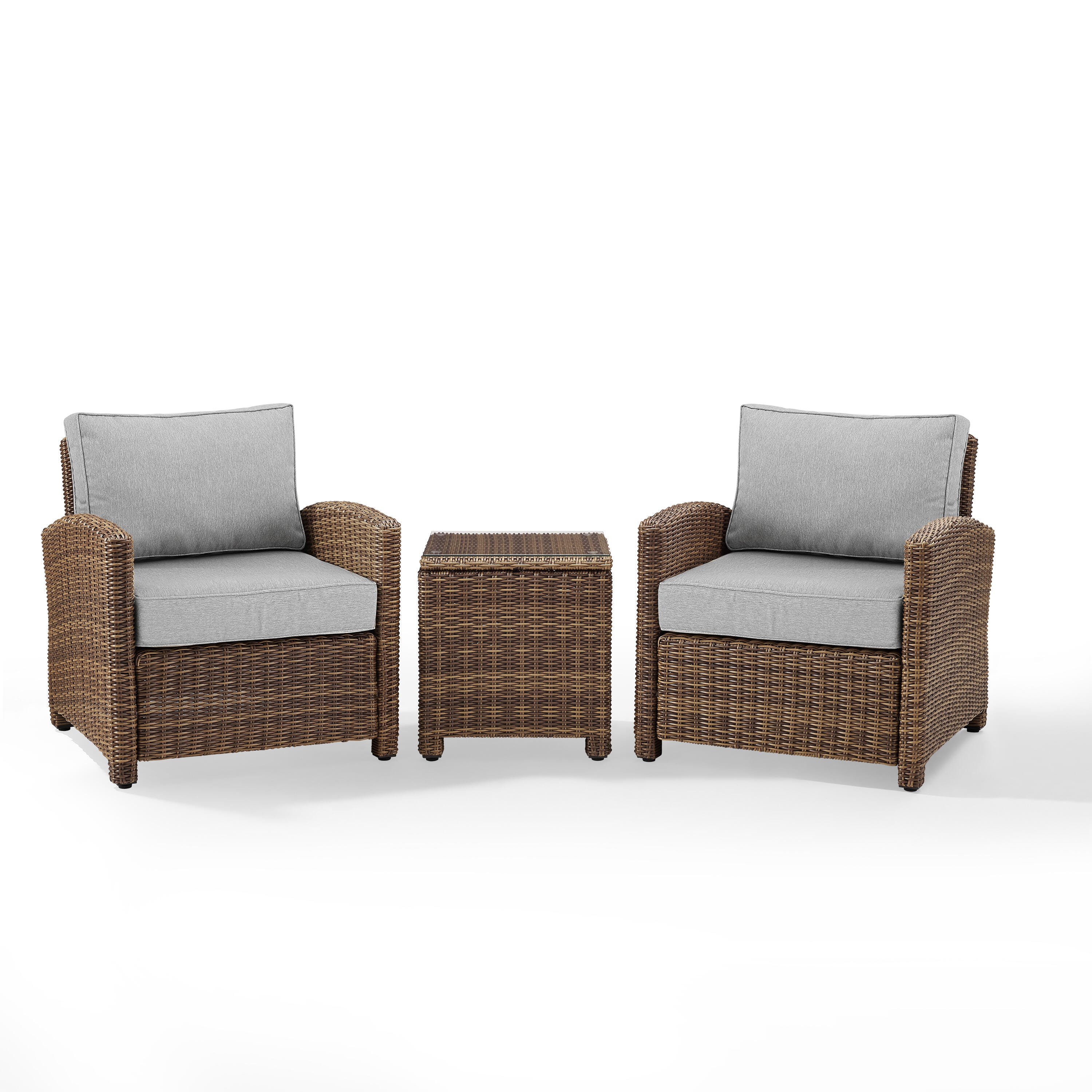 Bradenton 3Pc Outdoor Wicker Armchair Set, Gray/Brown, large