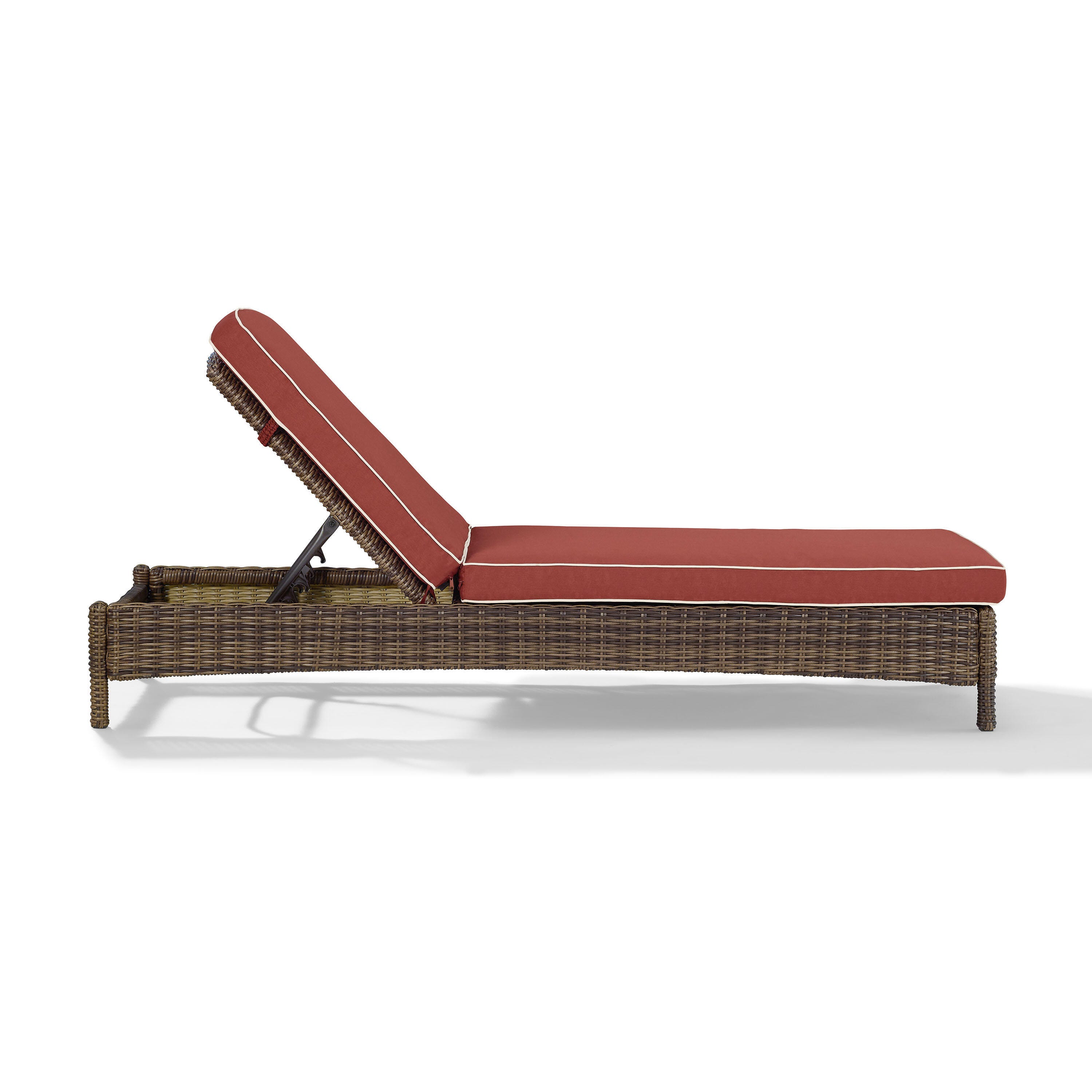 Bradenton Outdoor Wicker Chaise Lounge, Sangria, large