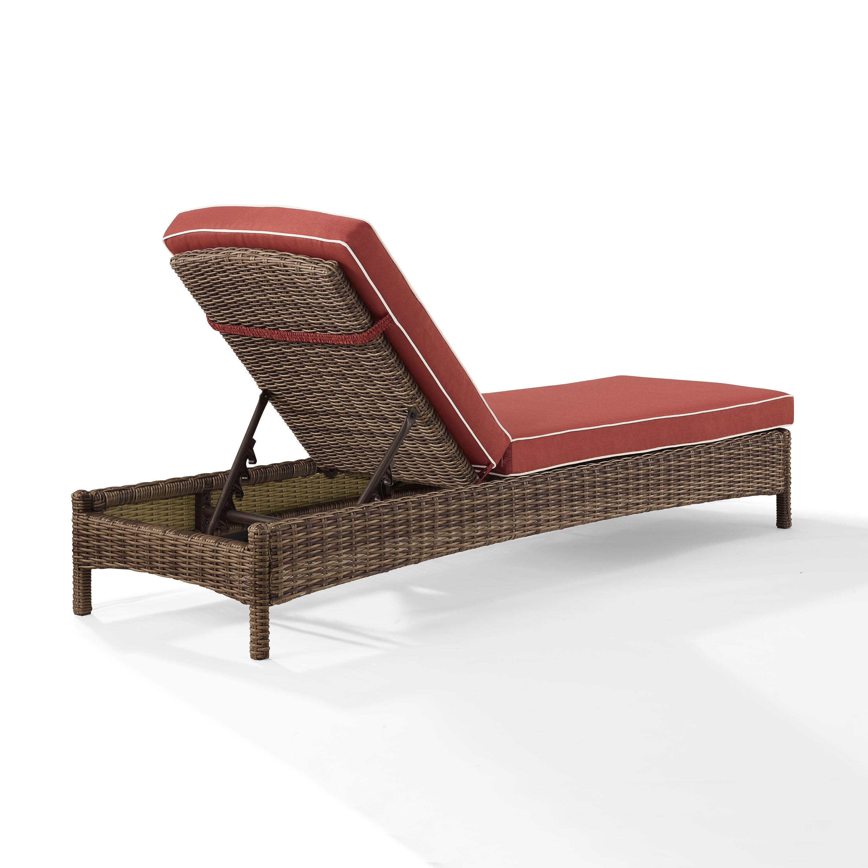 Bradenton Outdoor Wicker Chaise Lounge, Sangria, large