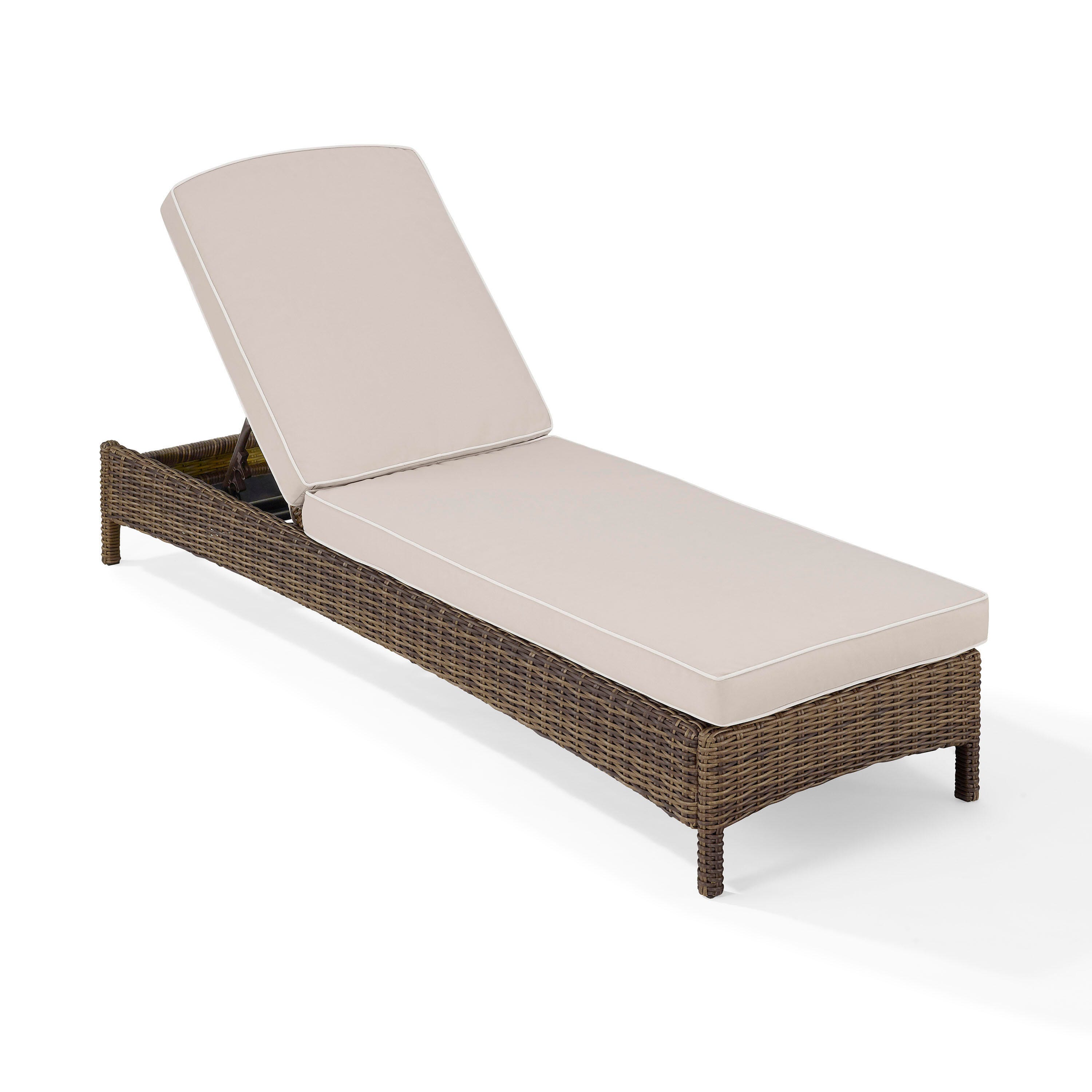 Bradenton Outdoor Wicker Chaise Lounge, Sand, large