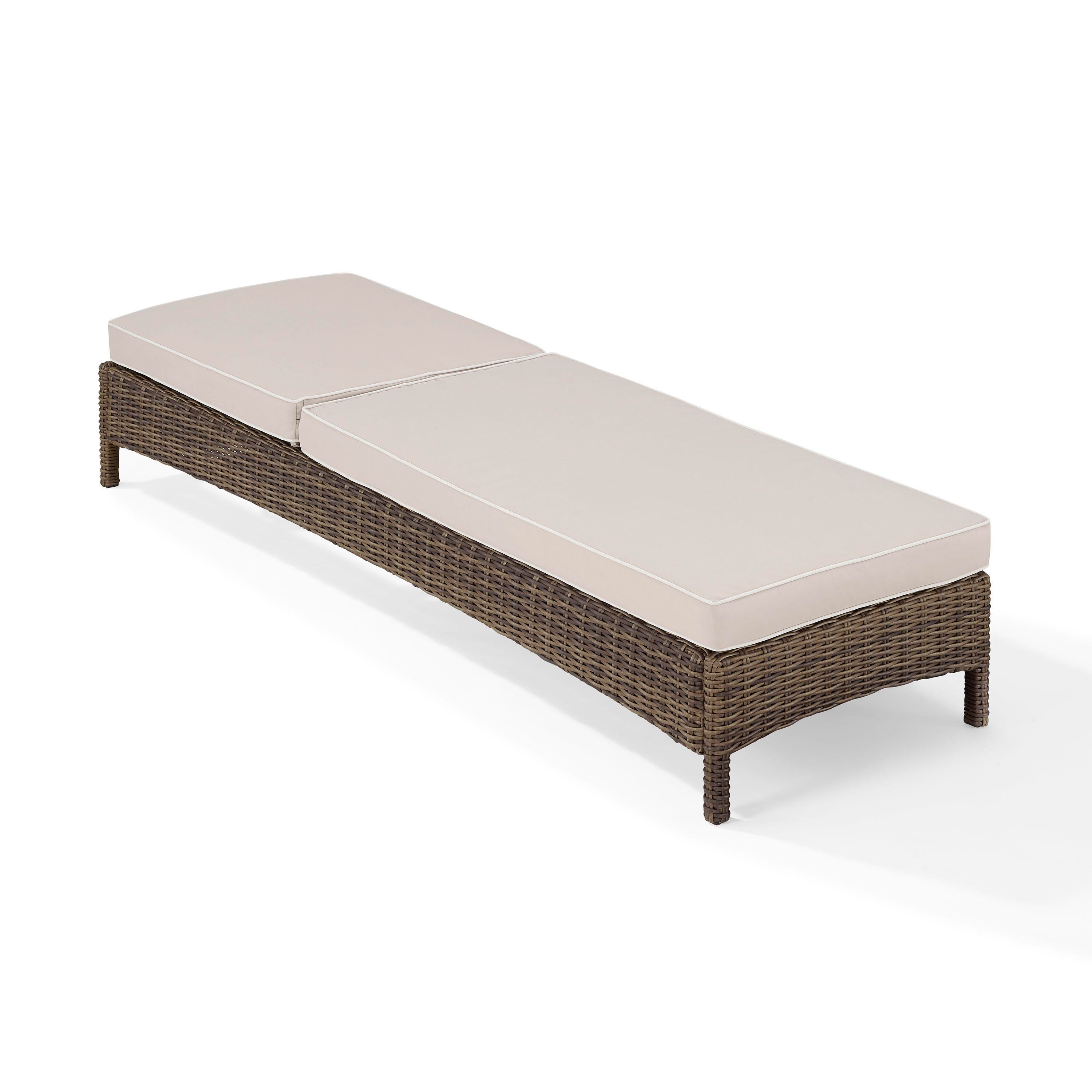 Bradenton Outdoor Wicker Chaise Lounge, Sand, large