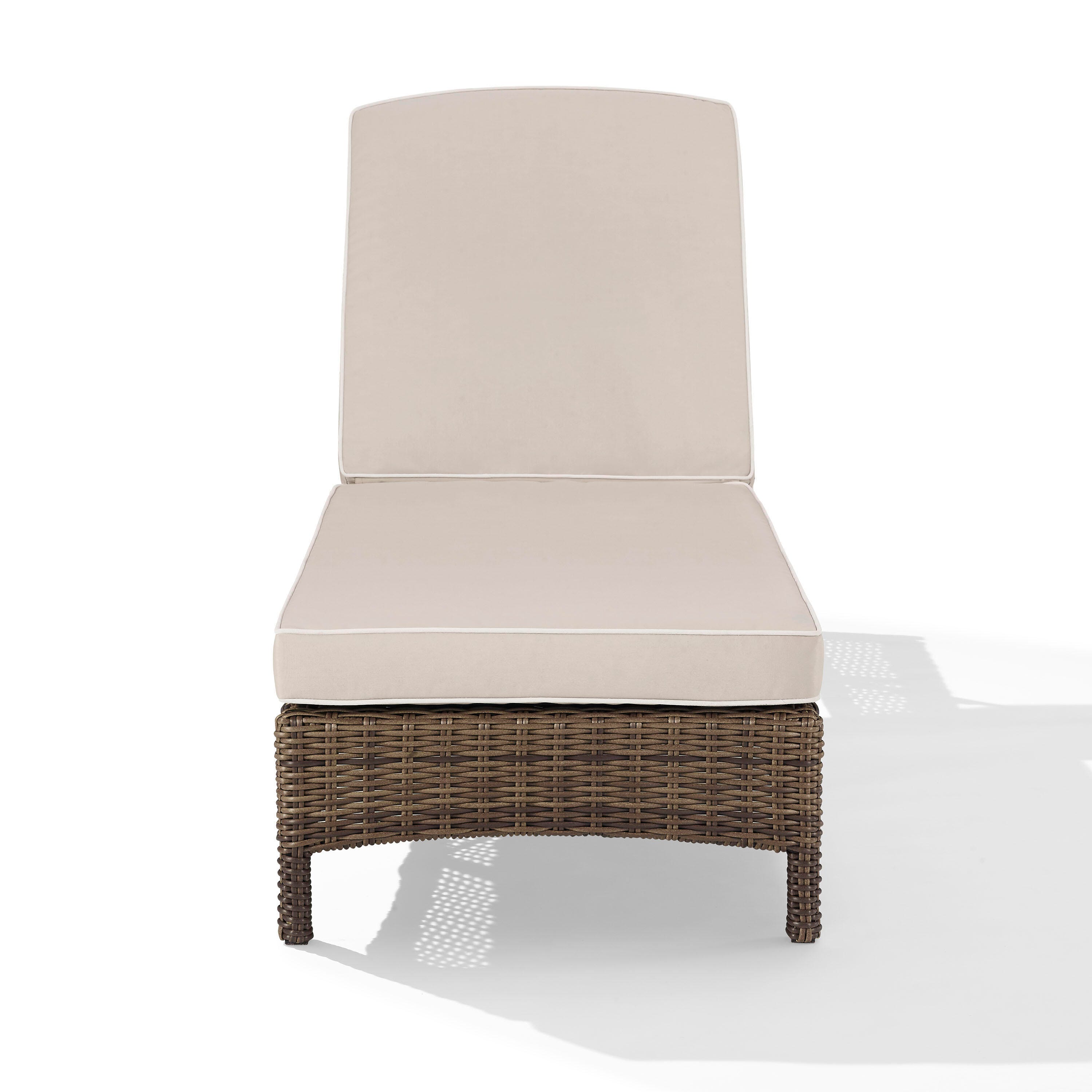 Bradenton Outdoor Wicker Chaise Lounge, Sand, large