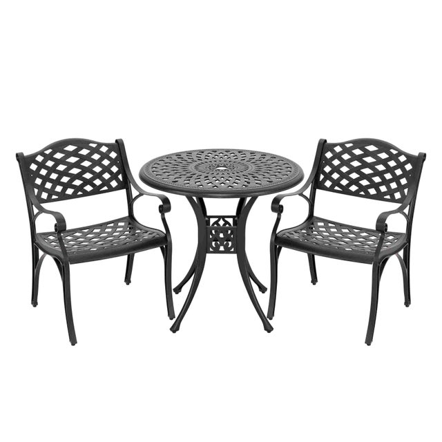 Nuu Garden 3-Piece Outdoor Bistro Set, Black