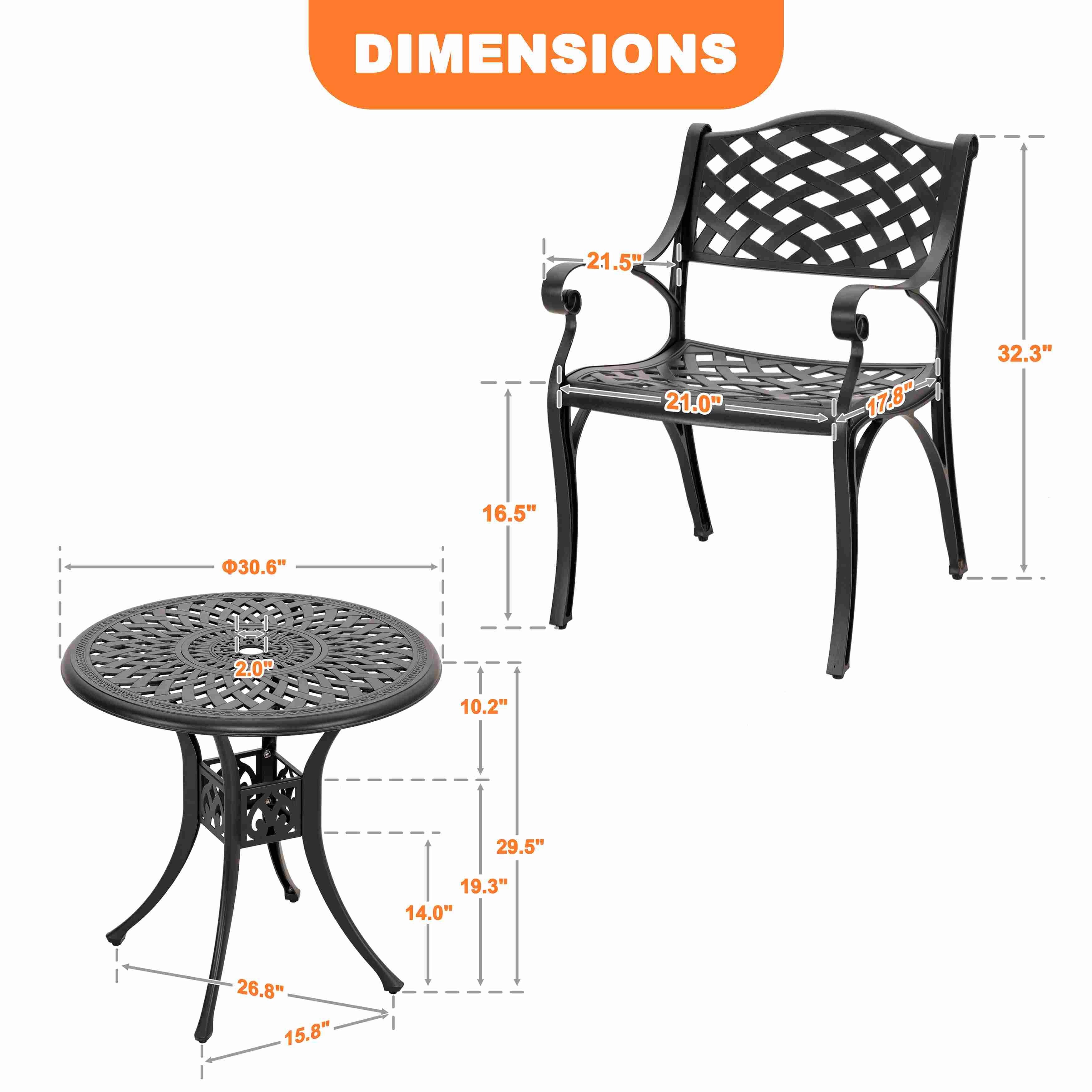 Nuu Garden Outdoor Bistro Table and 2 Chairs, , large