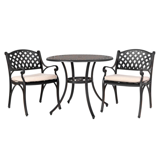 Nuu Garden 3-Piece Outdoor Bistro Set, White/Black
