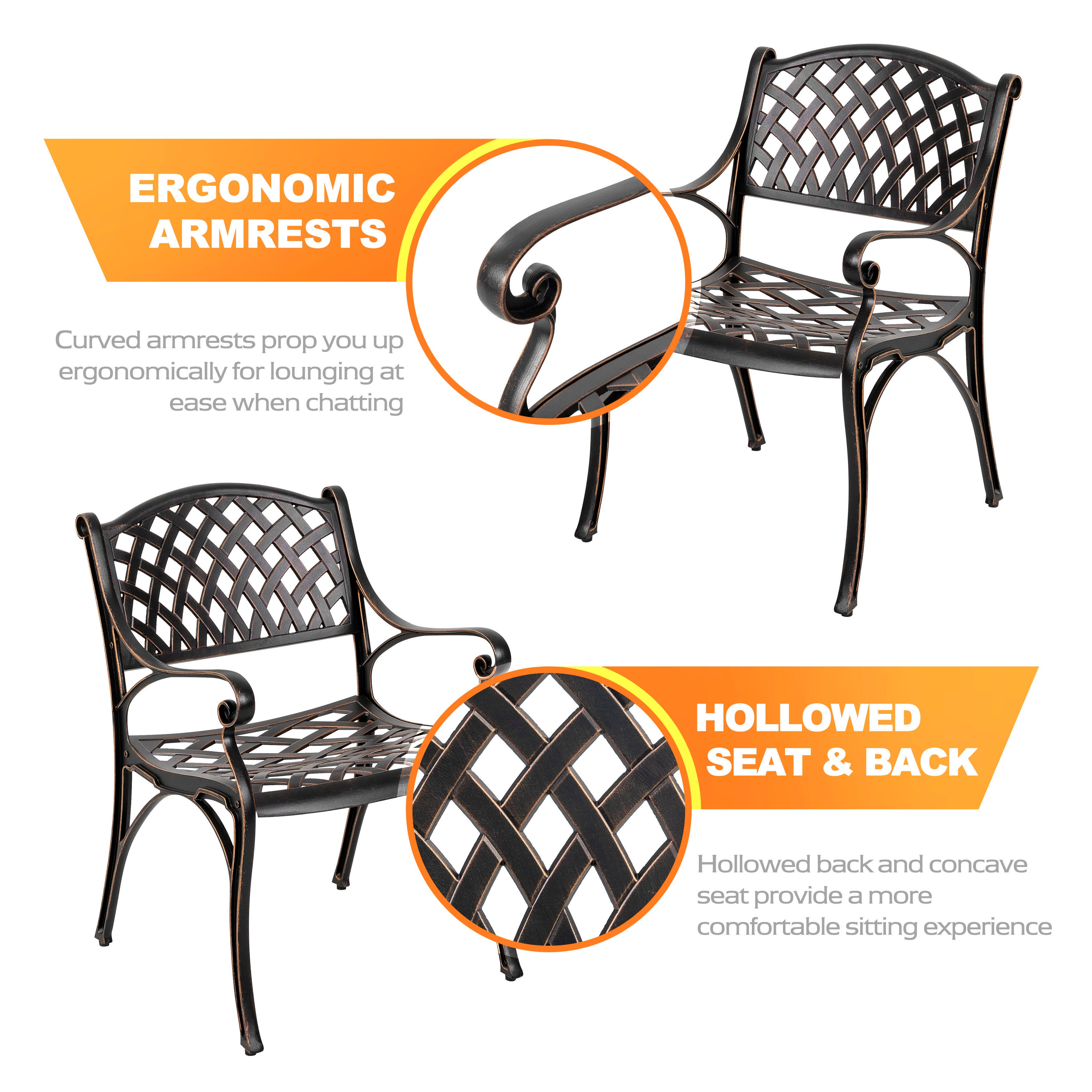 Nuu Garden 3 Piece Bistro Set with Rec Cushions, Red/Black, large