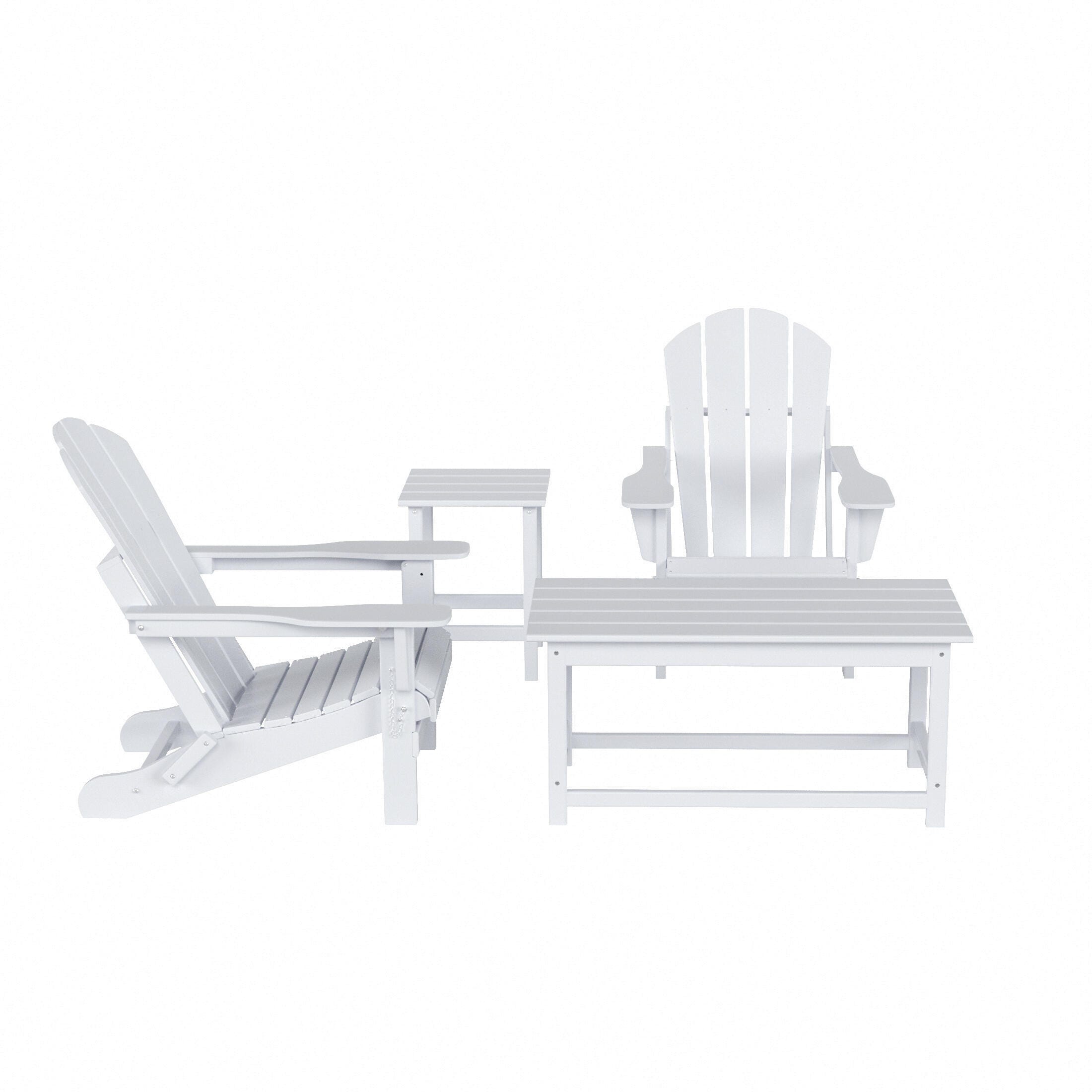 Newport Newport 4-Piece Adirondack Folding Chairs and Table Set, White, large