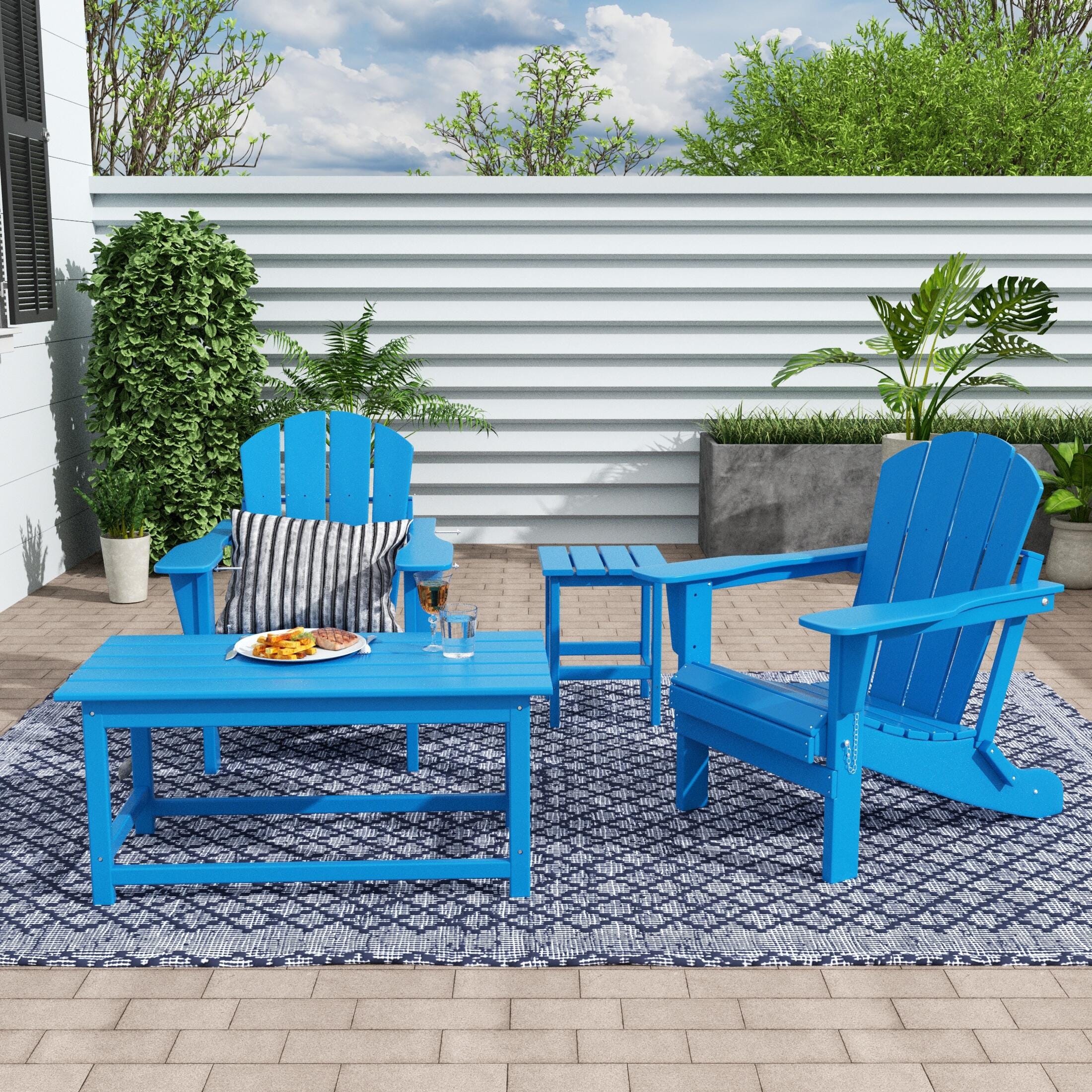 Newport Newport 4-Piece Adirondack Folding Chairs and Table Set, Pacific Blue, rollover