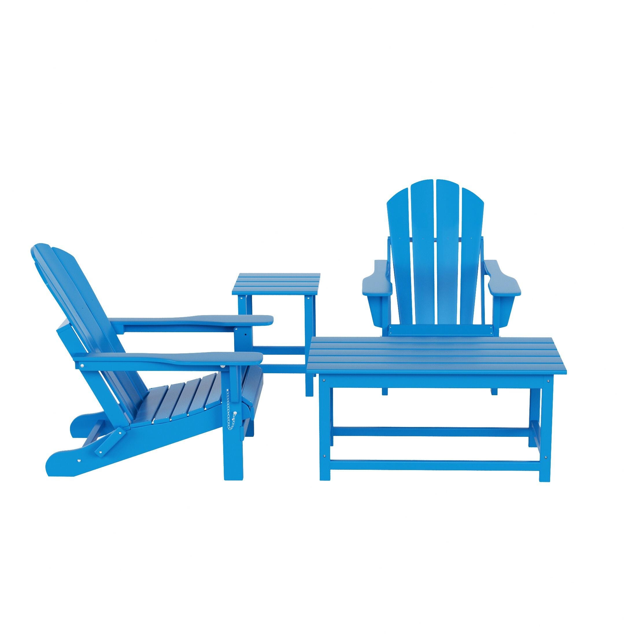 Newport Newport 4-Piece Adirondack Folding Chairs and Table Set, Pacific Blue, large