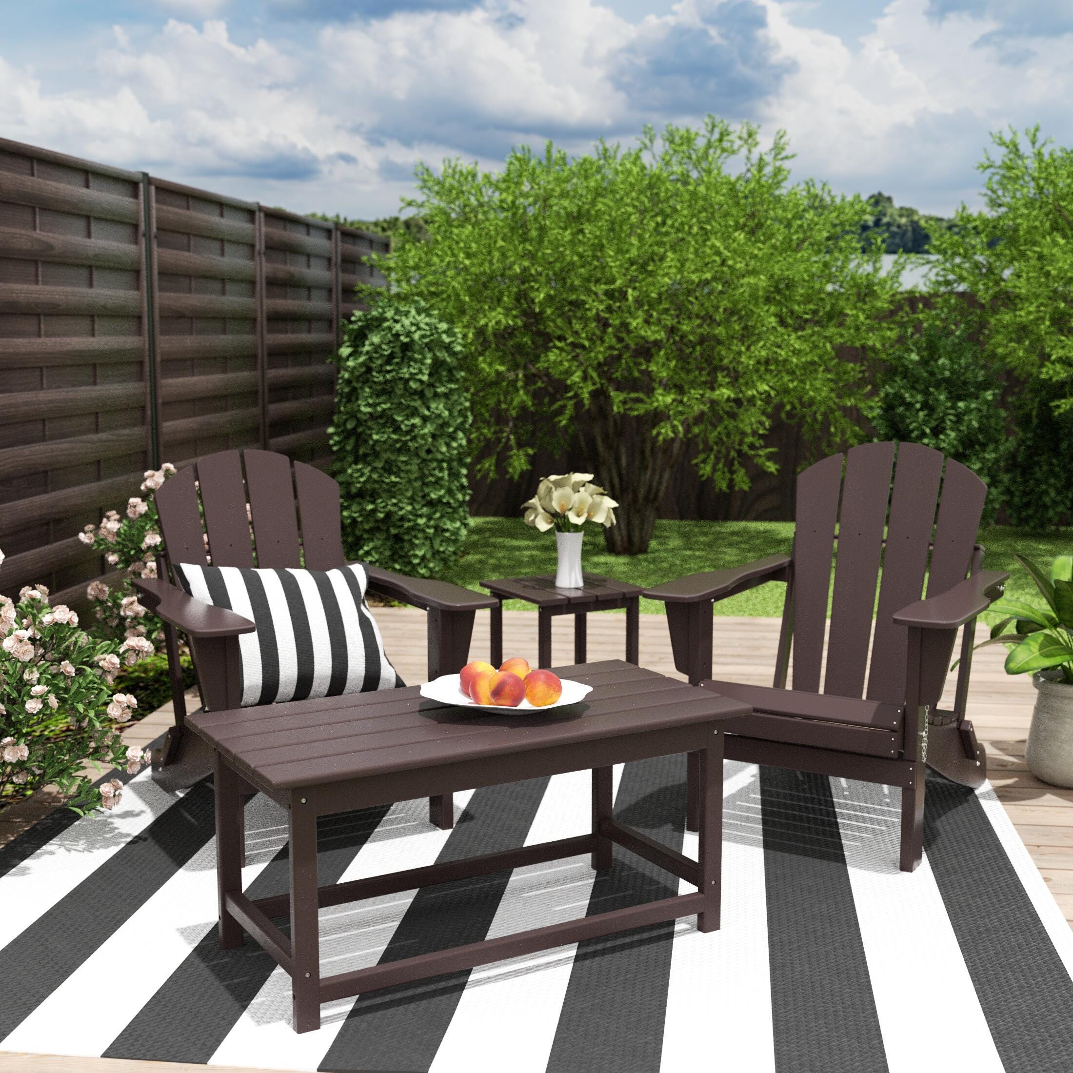 Newport Newport 4-Piece Adirondack Folding Chairs and Table Set, Dark Brown, rollover