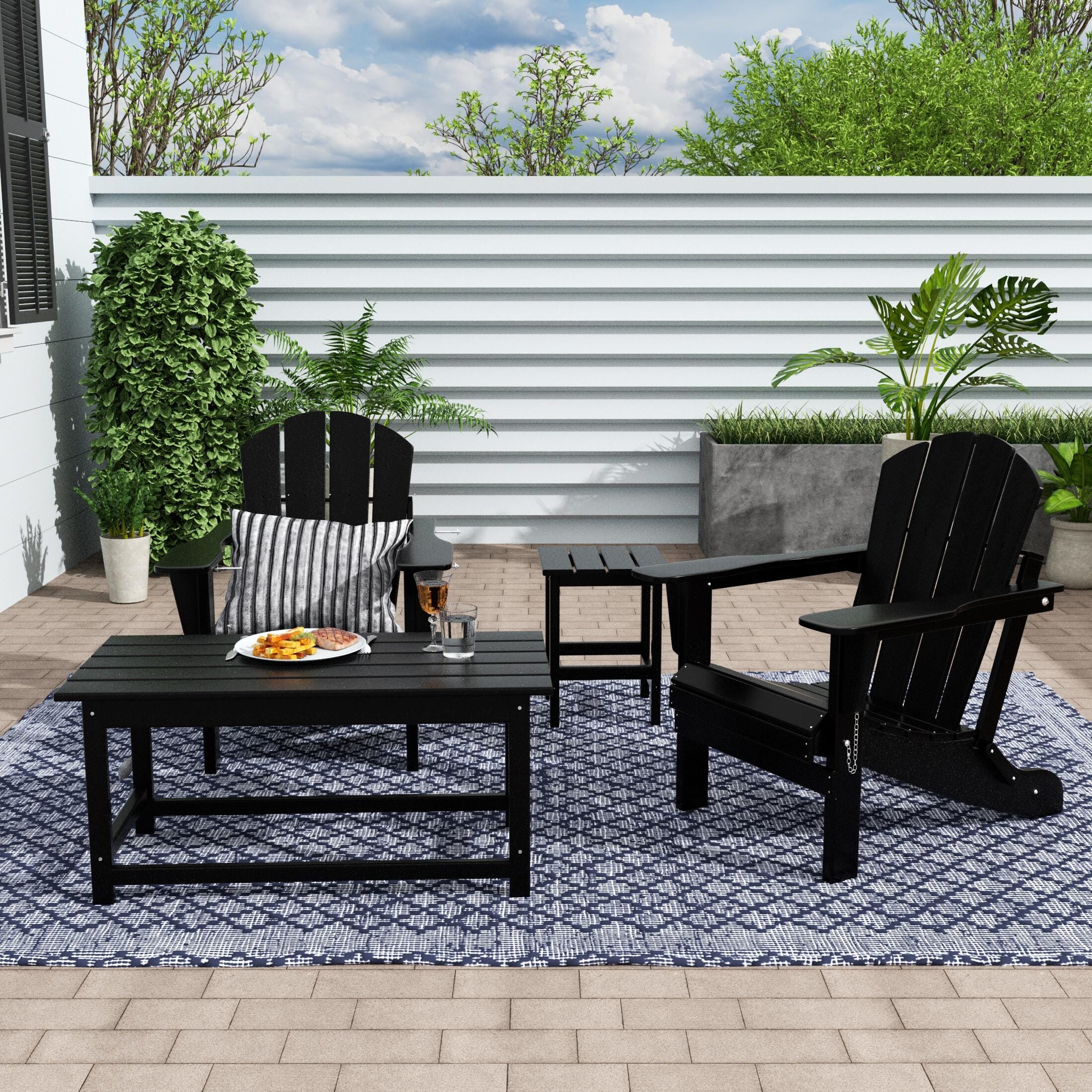 Newport Newport 4-Piece Adirondack Folding Chairs and Table Set, Black, rollover