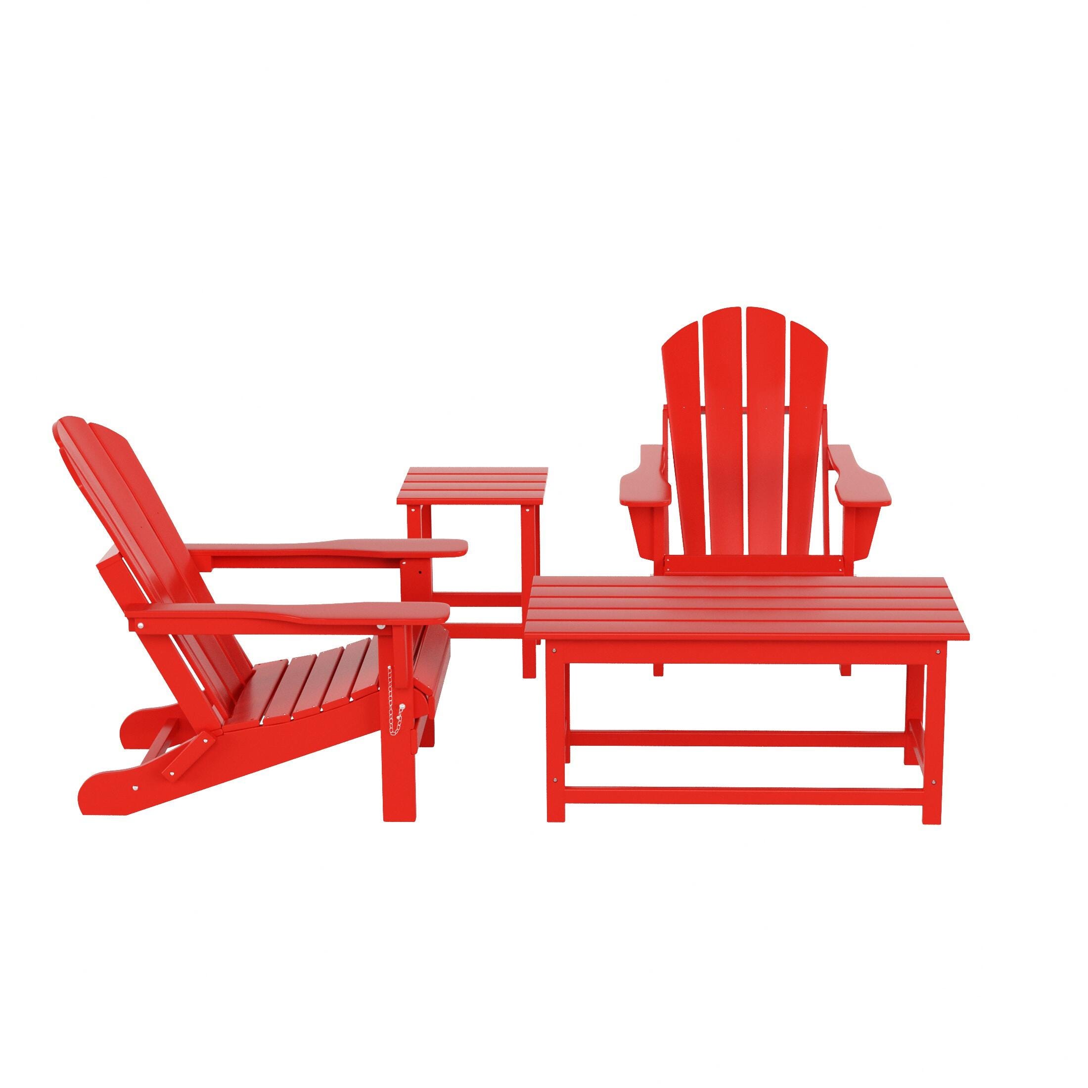 Newport Newport 4-Piece Adirondack Folding Chairs and Table Set, Red, large