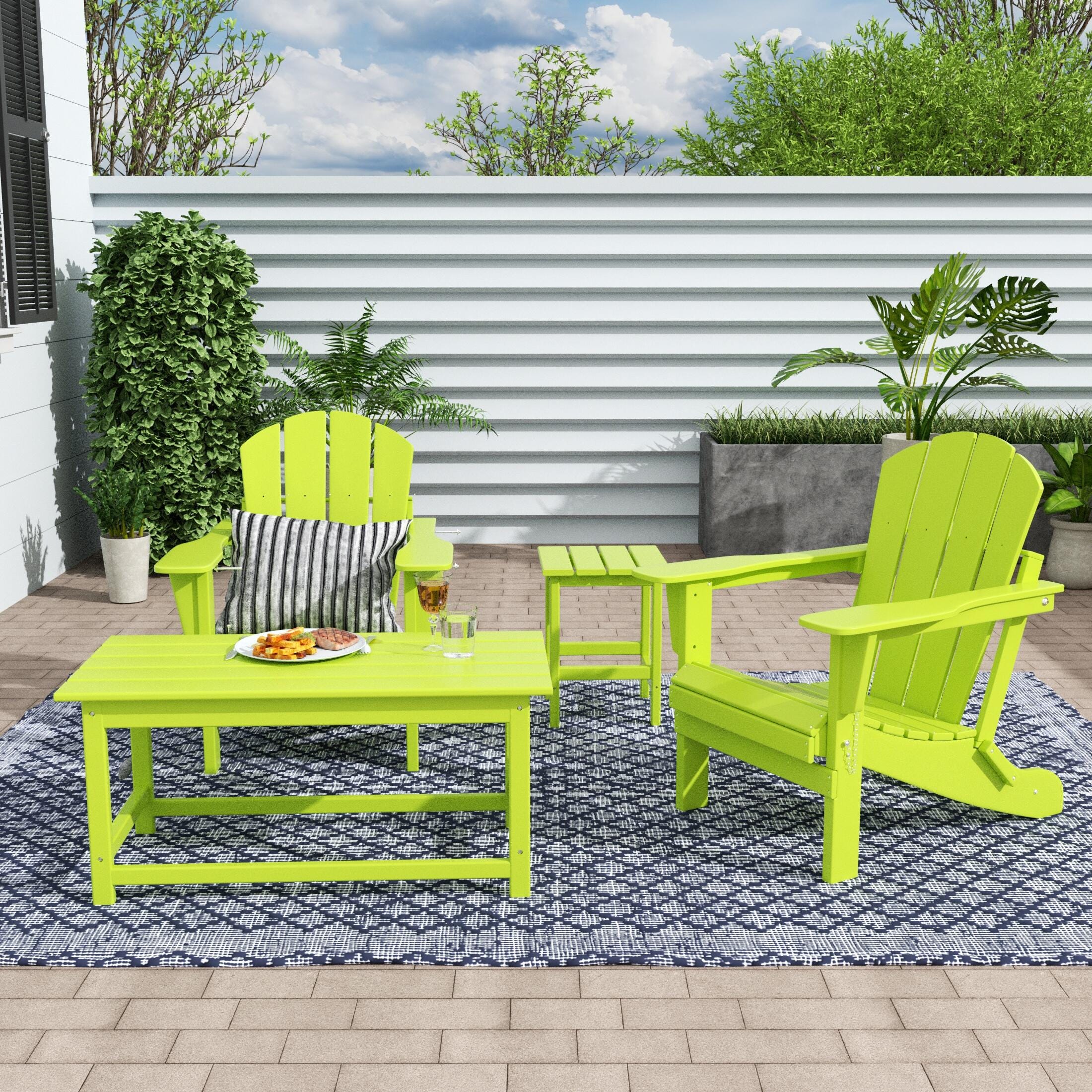 Newport Newport 4-Piece Adirondack Folding Chairs and Table Set, Lime, large