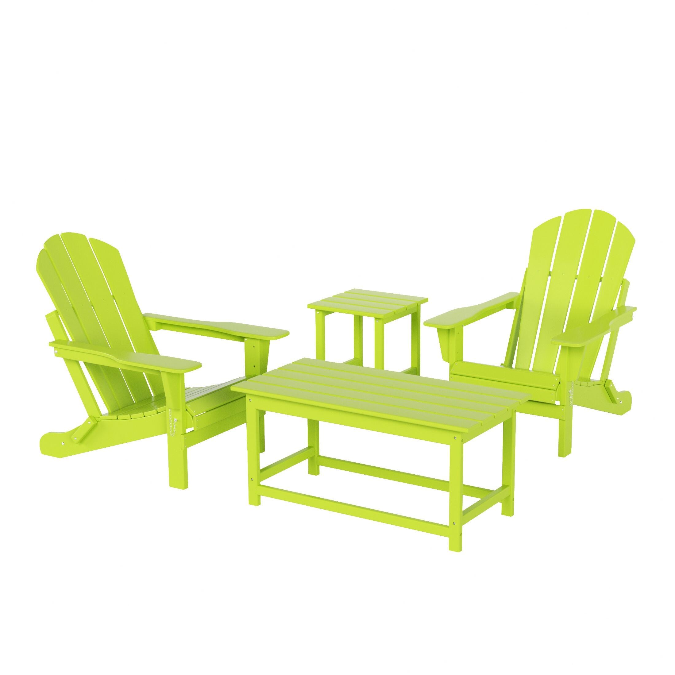 Newport Newport 4-Piece Adirondack Folding Chairs and Table Set, Lime, large